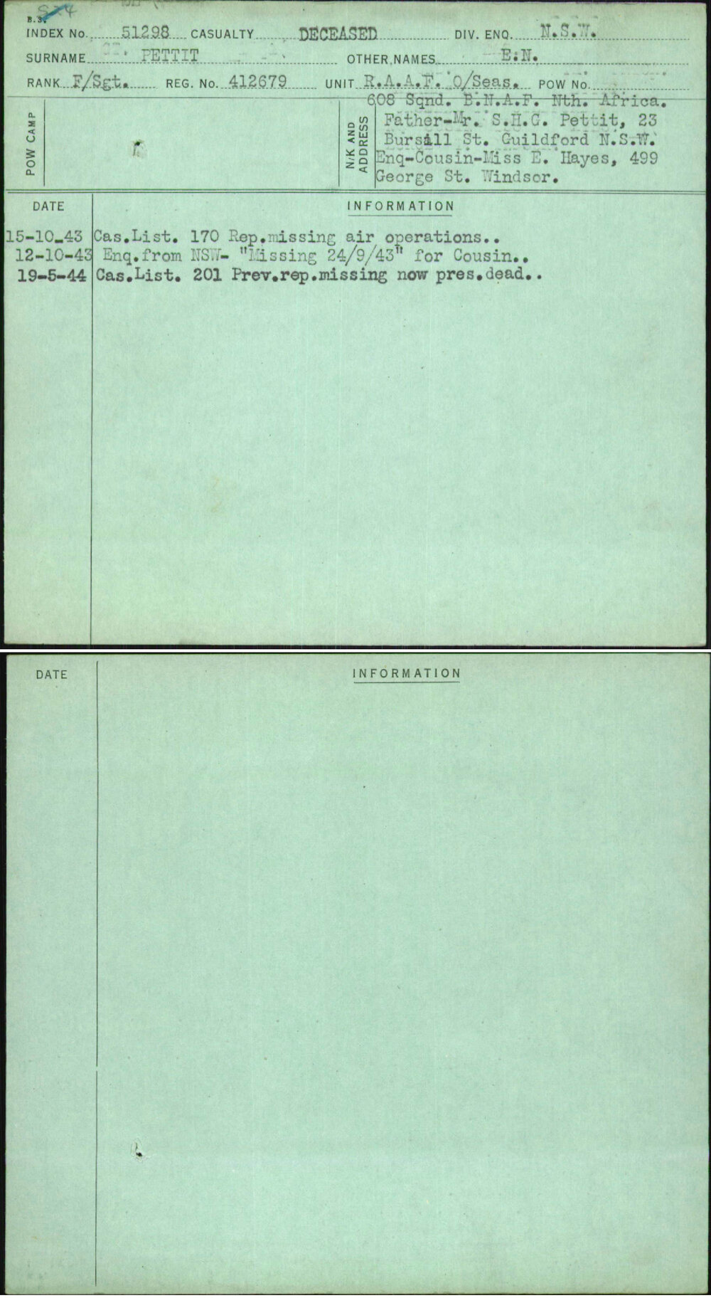Pettit, E N, 412679