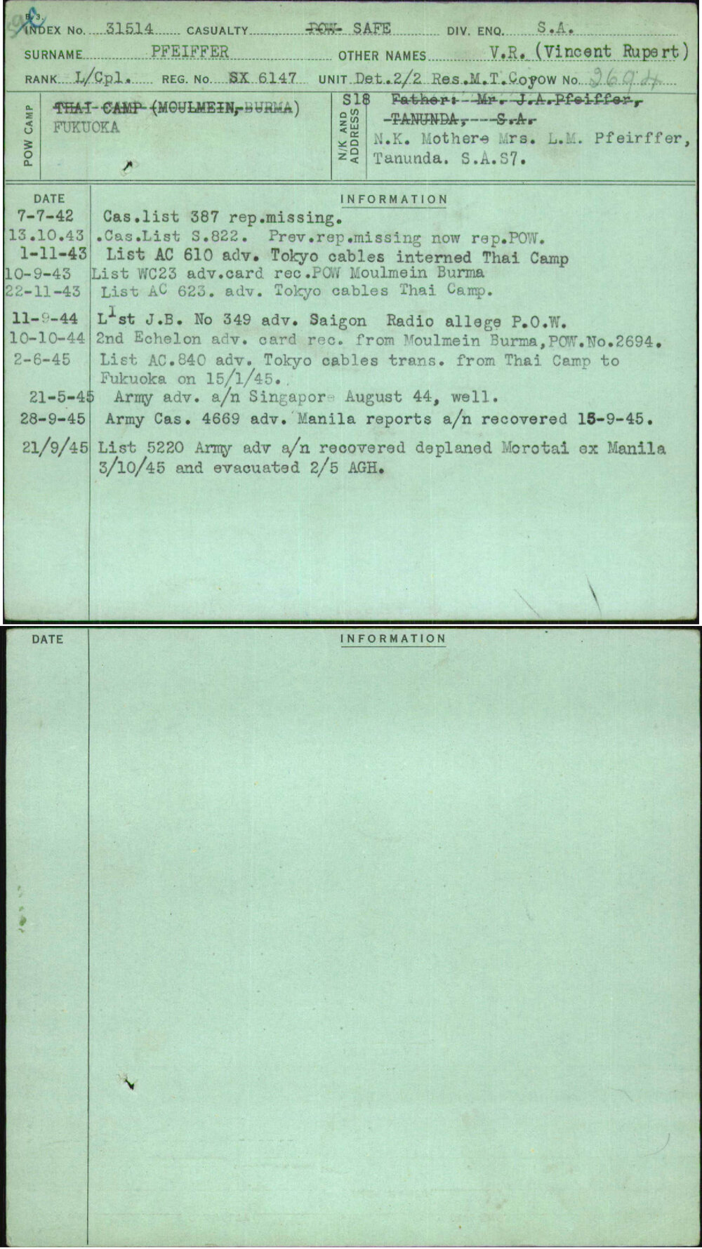 Pfeiffer, V R (Vincent Rupert), SX6147