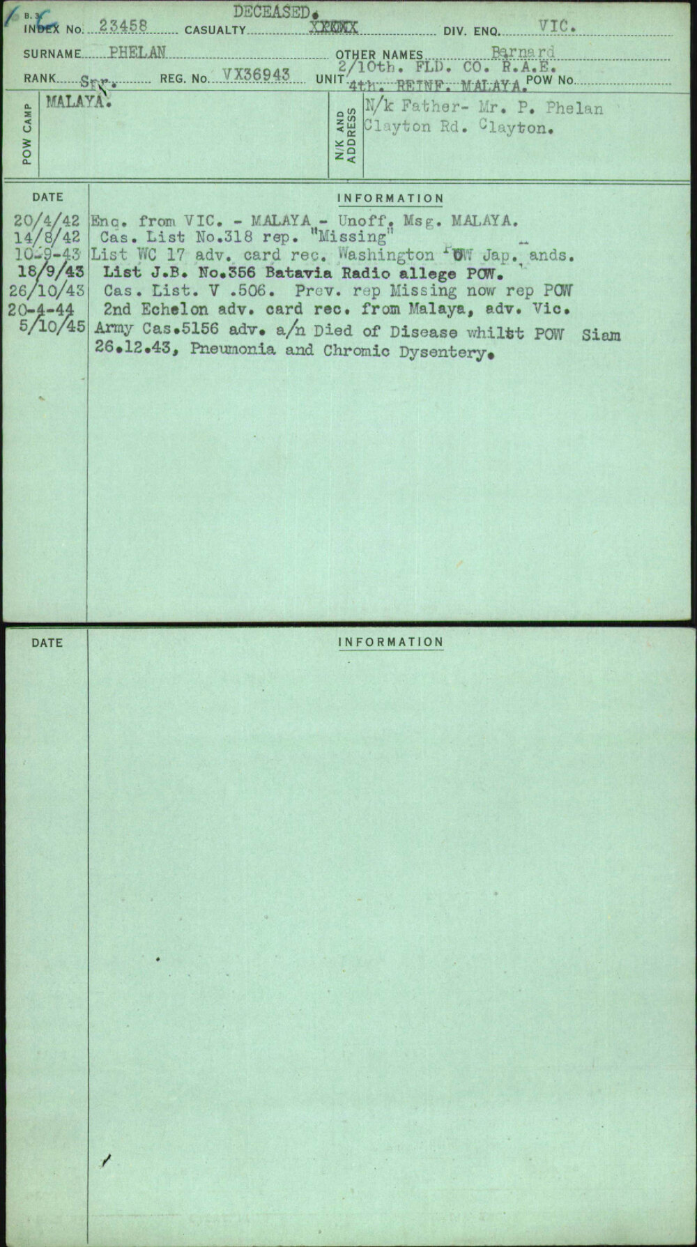 Phelan, Bernard, VX36943