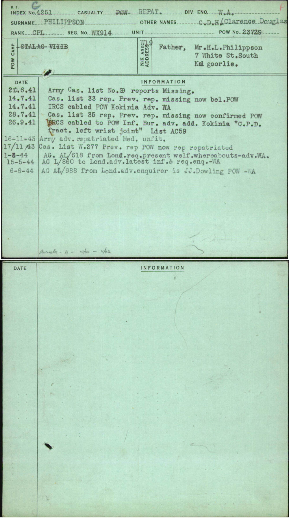 Philippson, C D H (Clarence Douglas, WX914