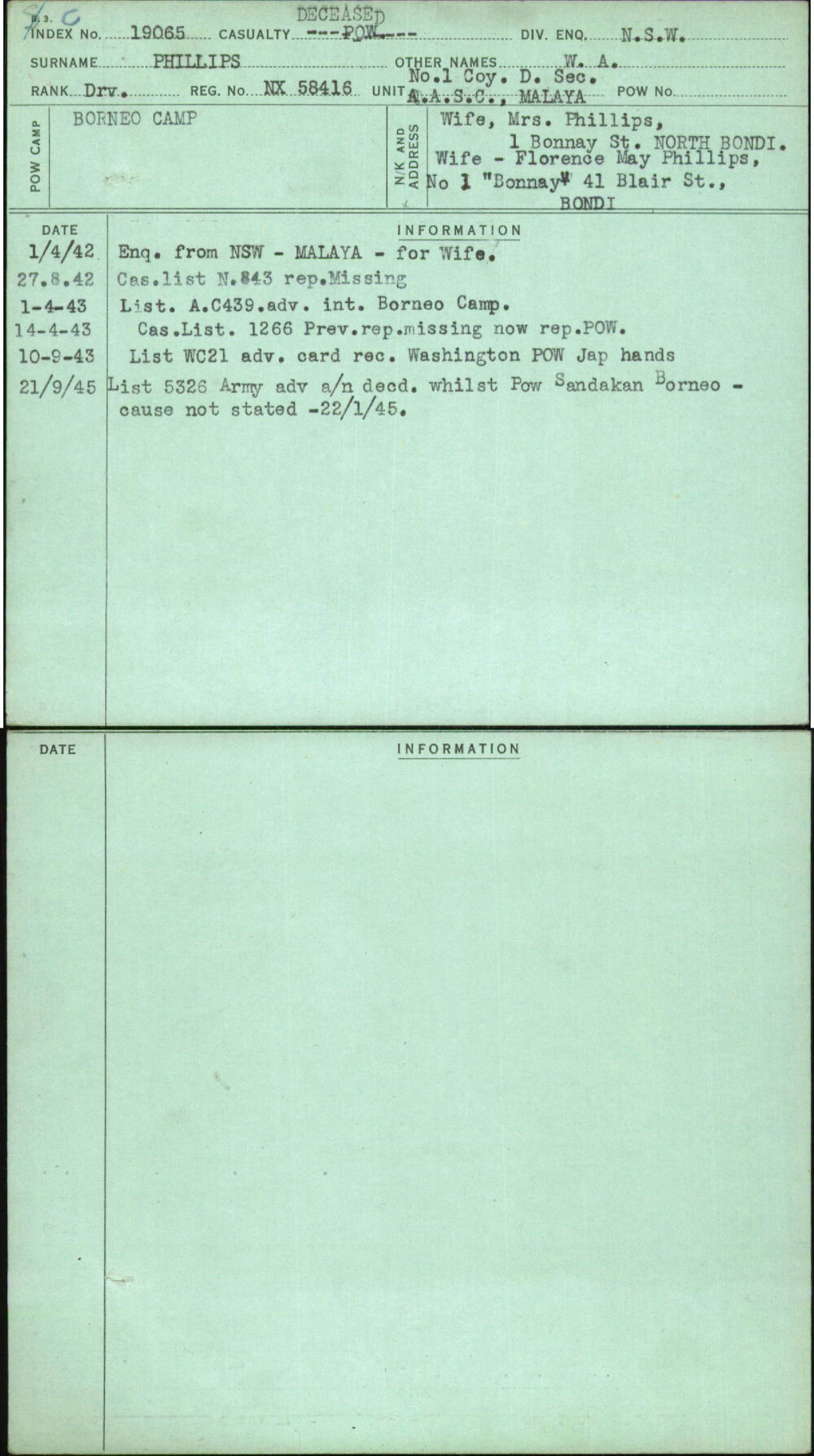 Phillips, W A, NX58416