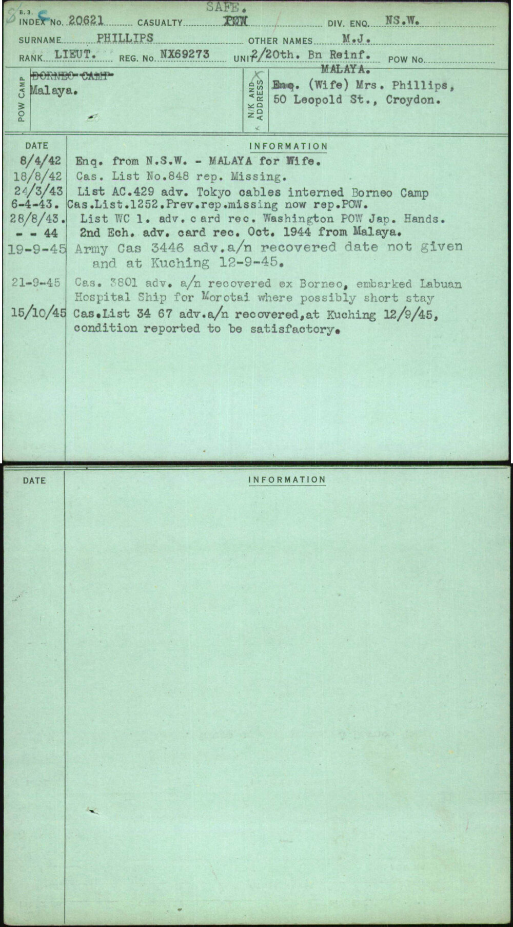 Phillips, M J, NX69273