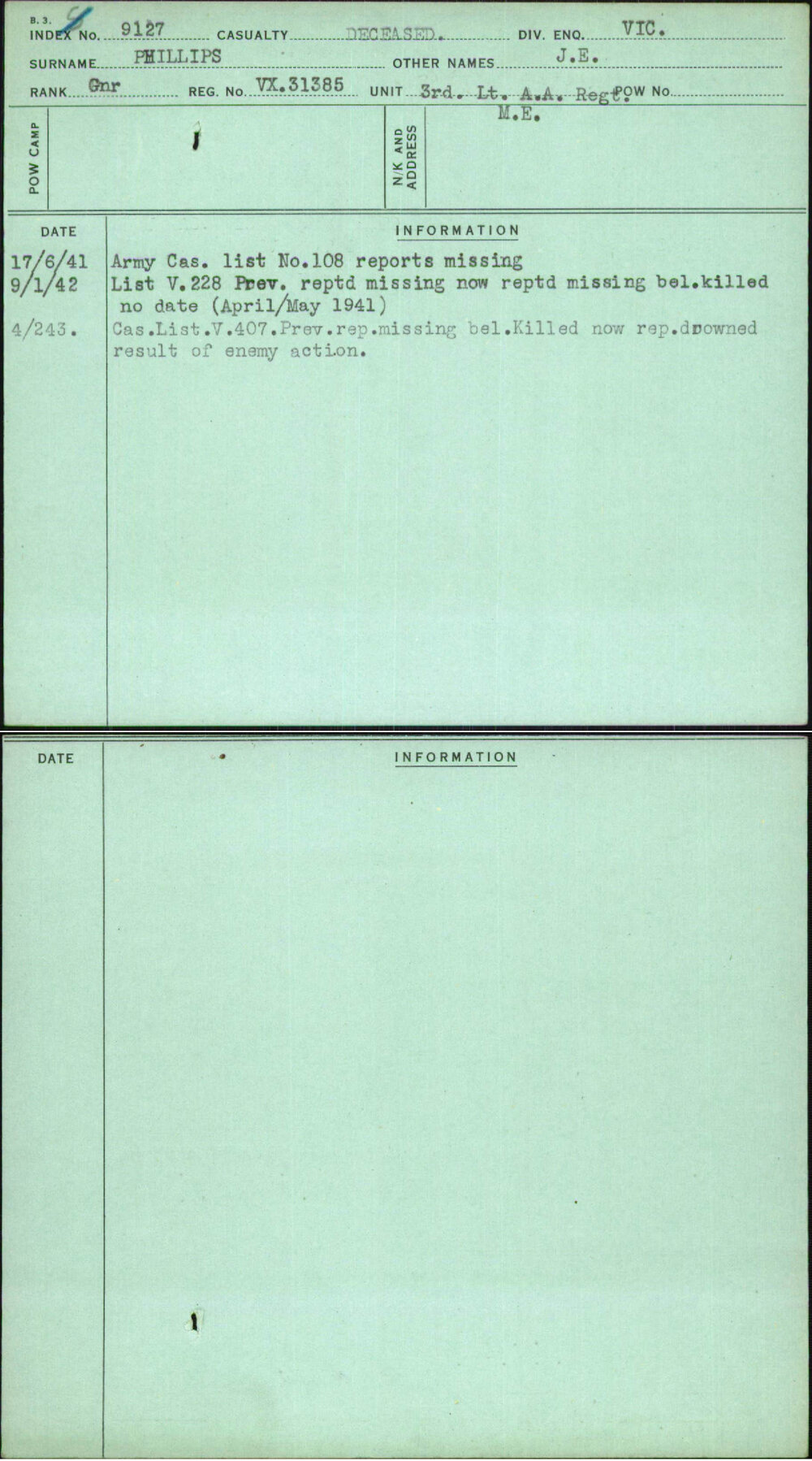 Phillips, J E, VX31385