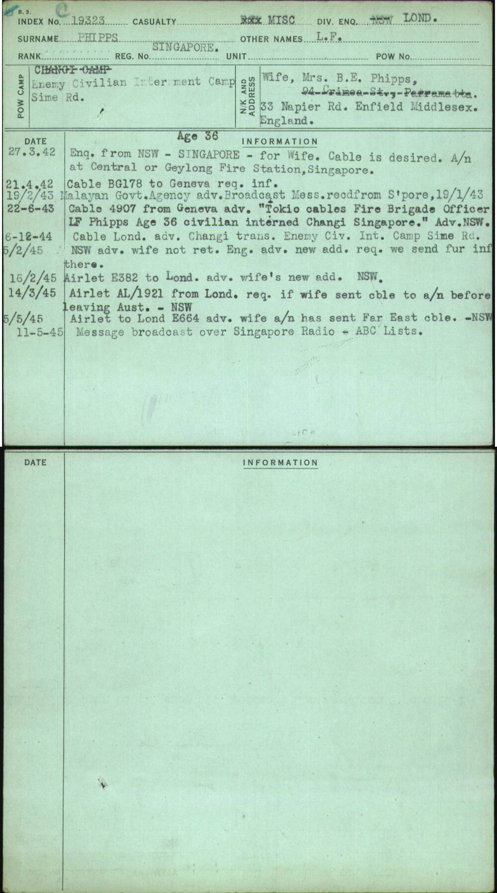 Phipps, L F, Singapore