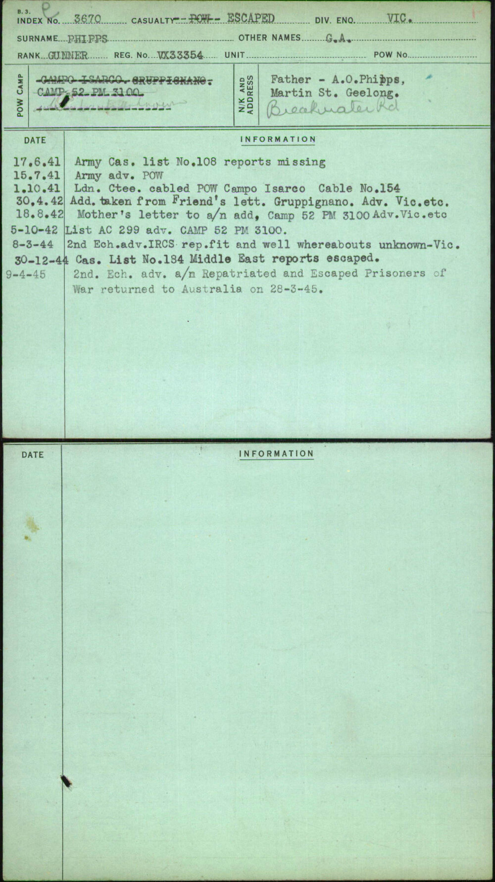 Phipps, G A, VX33354