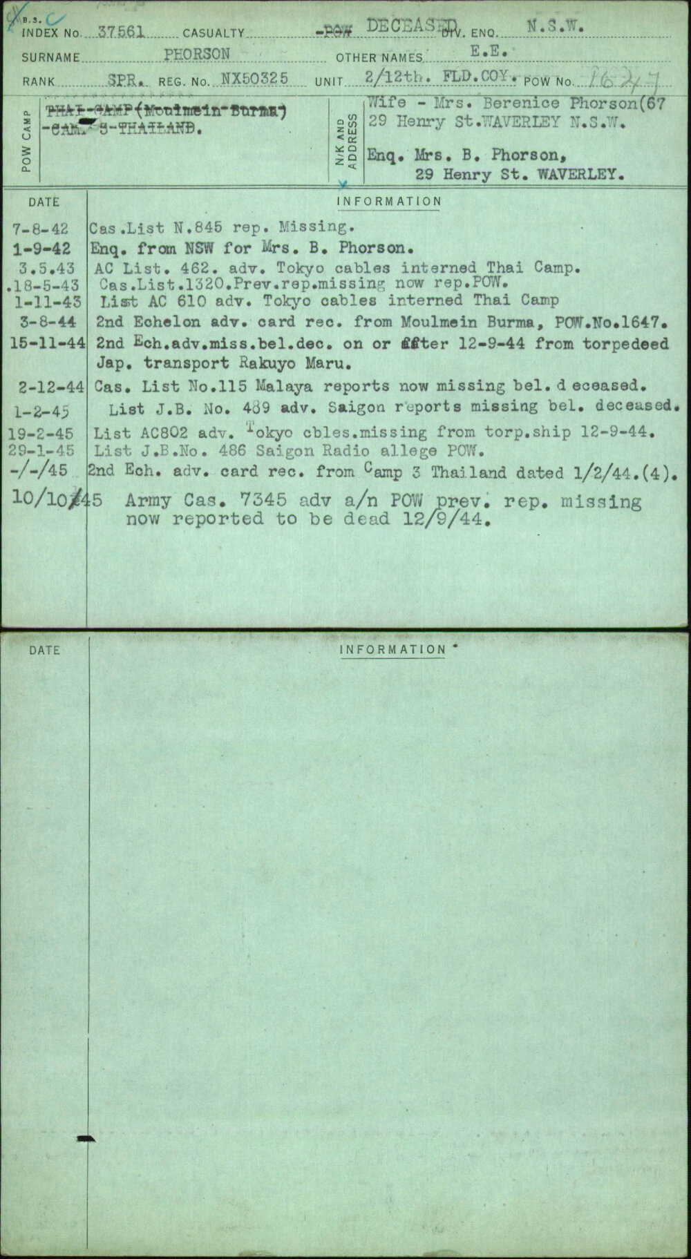 Phorson, E E, NX50325