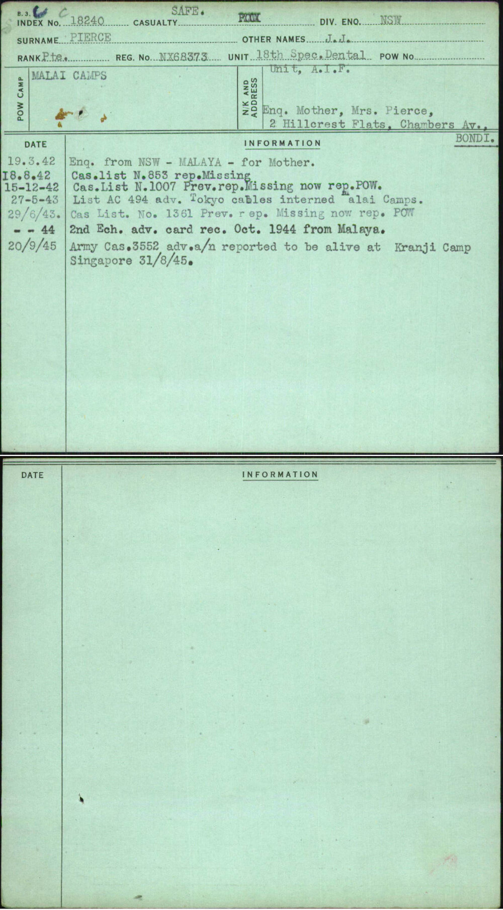 Pierce, J J, NX68373