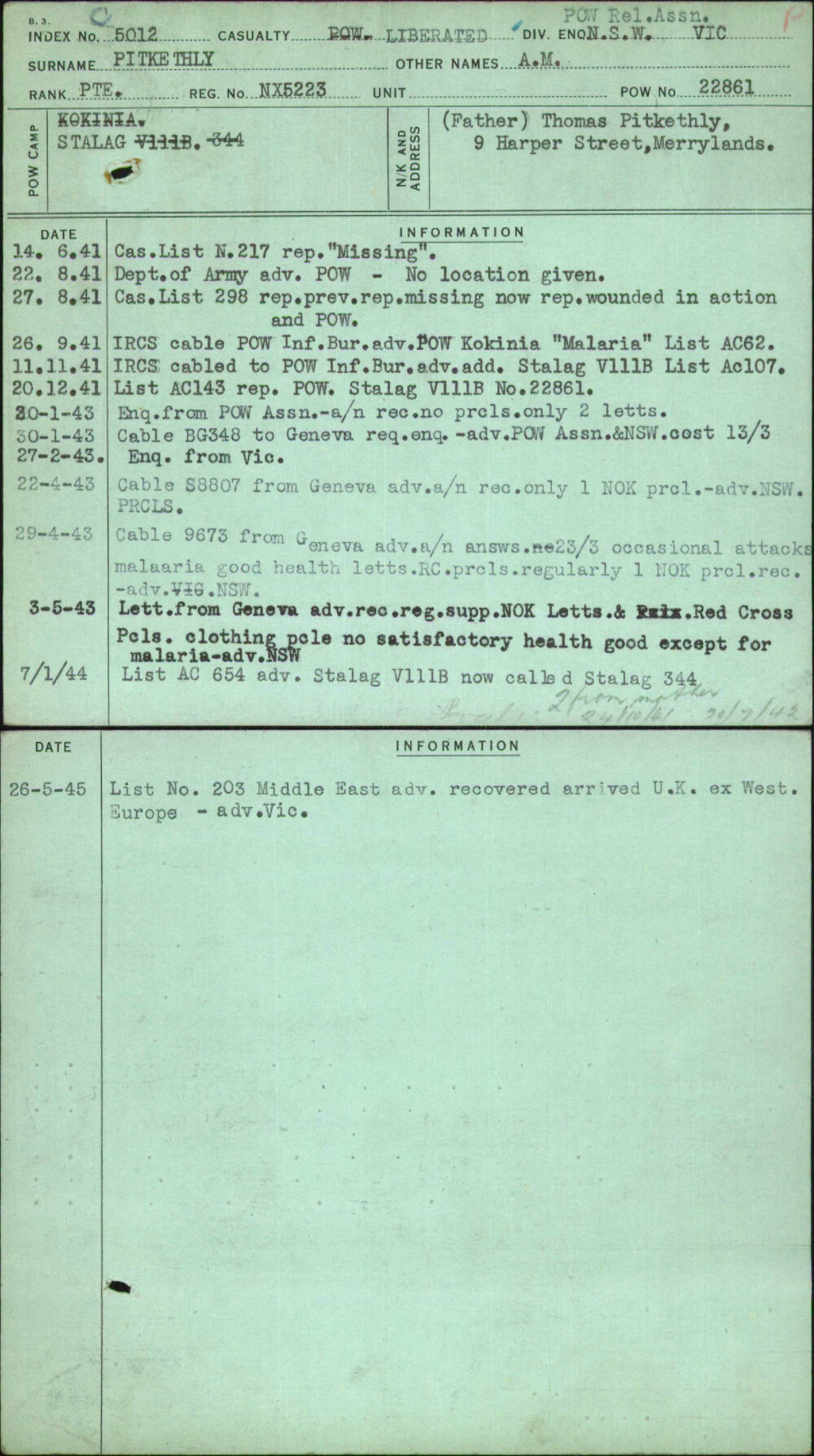 Pitkethly, A M, NX5223