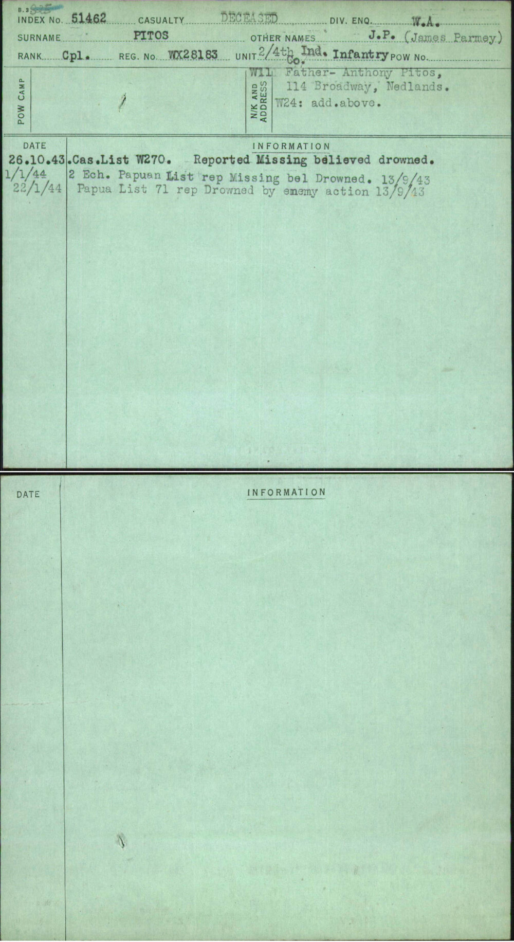 Pitos, J P (James Parmey), WX28183