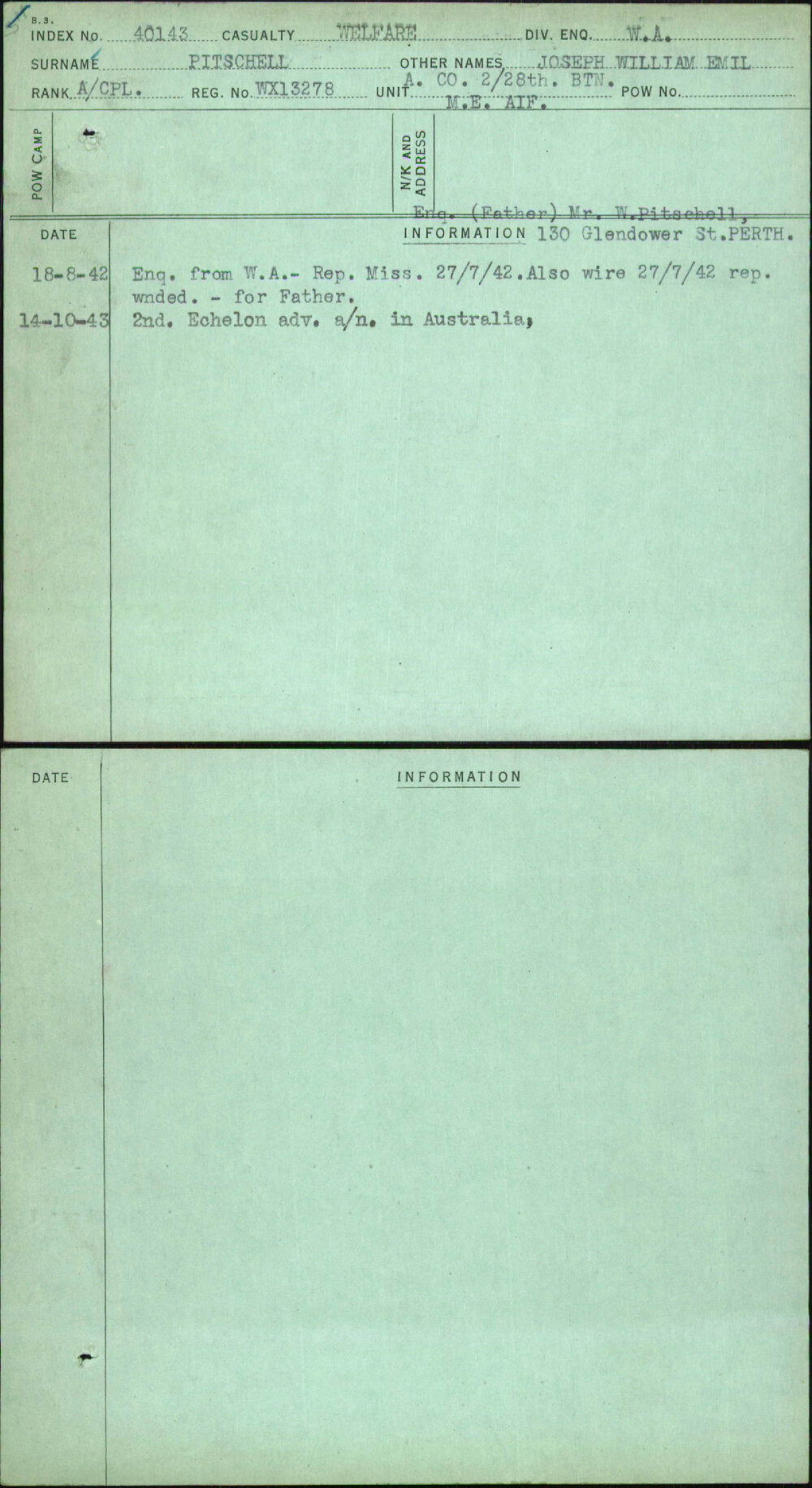 Pitschell, Joseph William Emil, WX13278