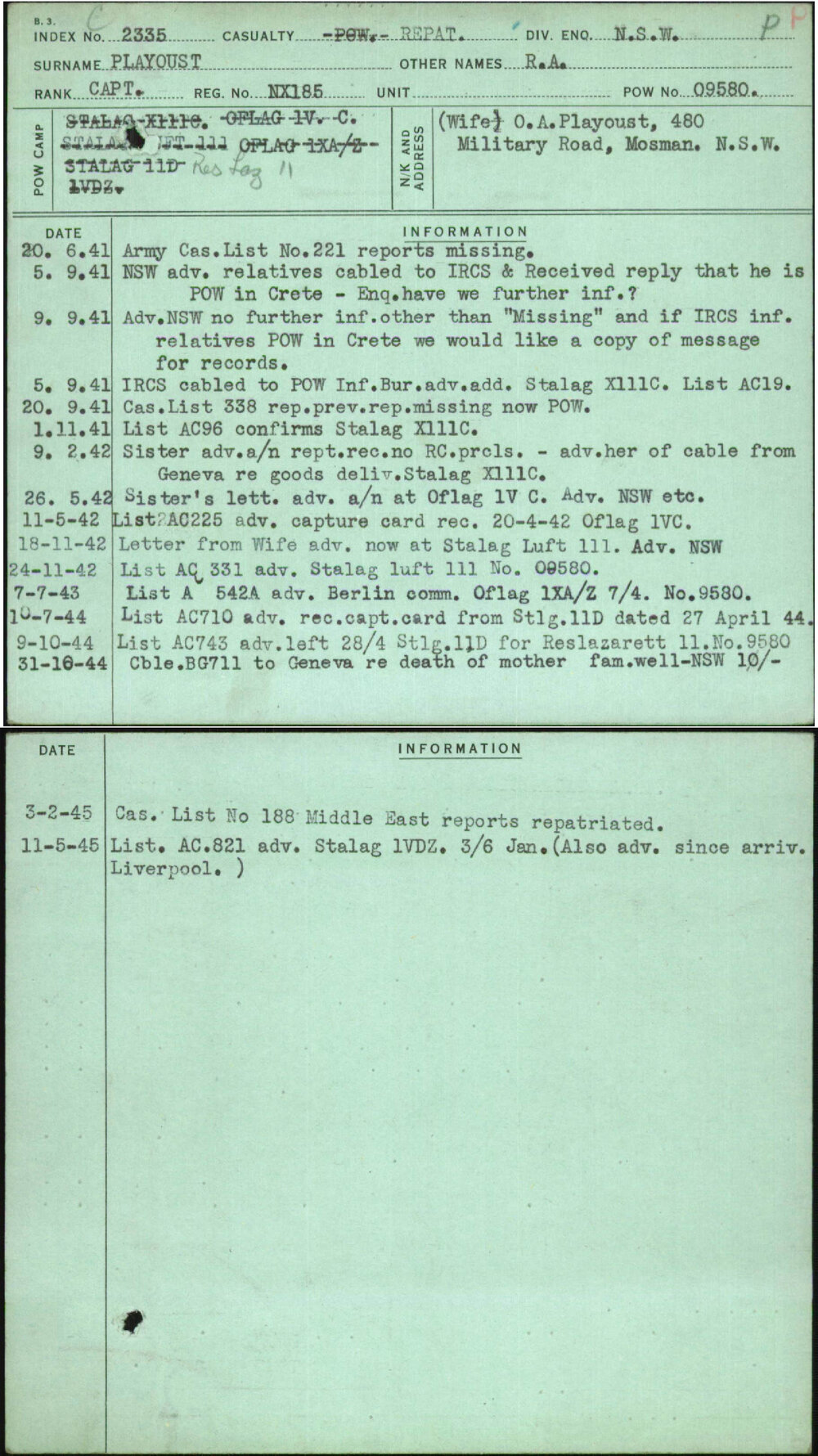 Playoust, R A, NX185