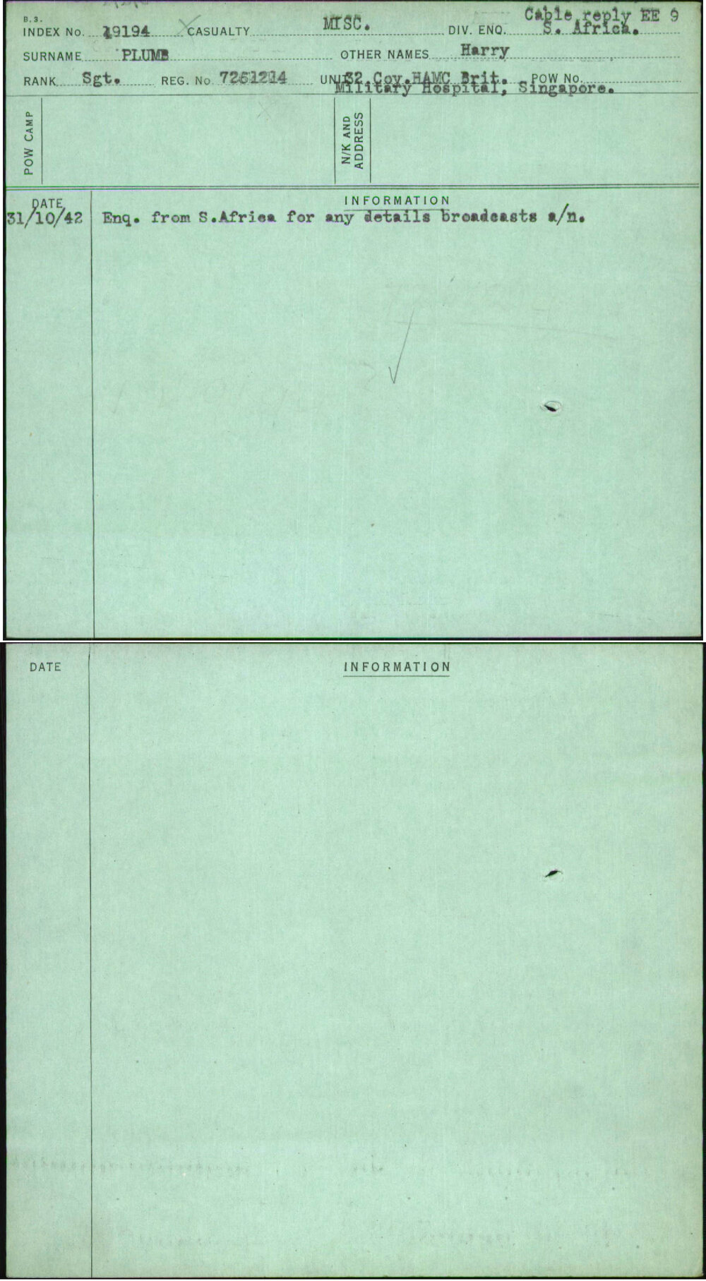 Plumb, Harry, 7261214