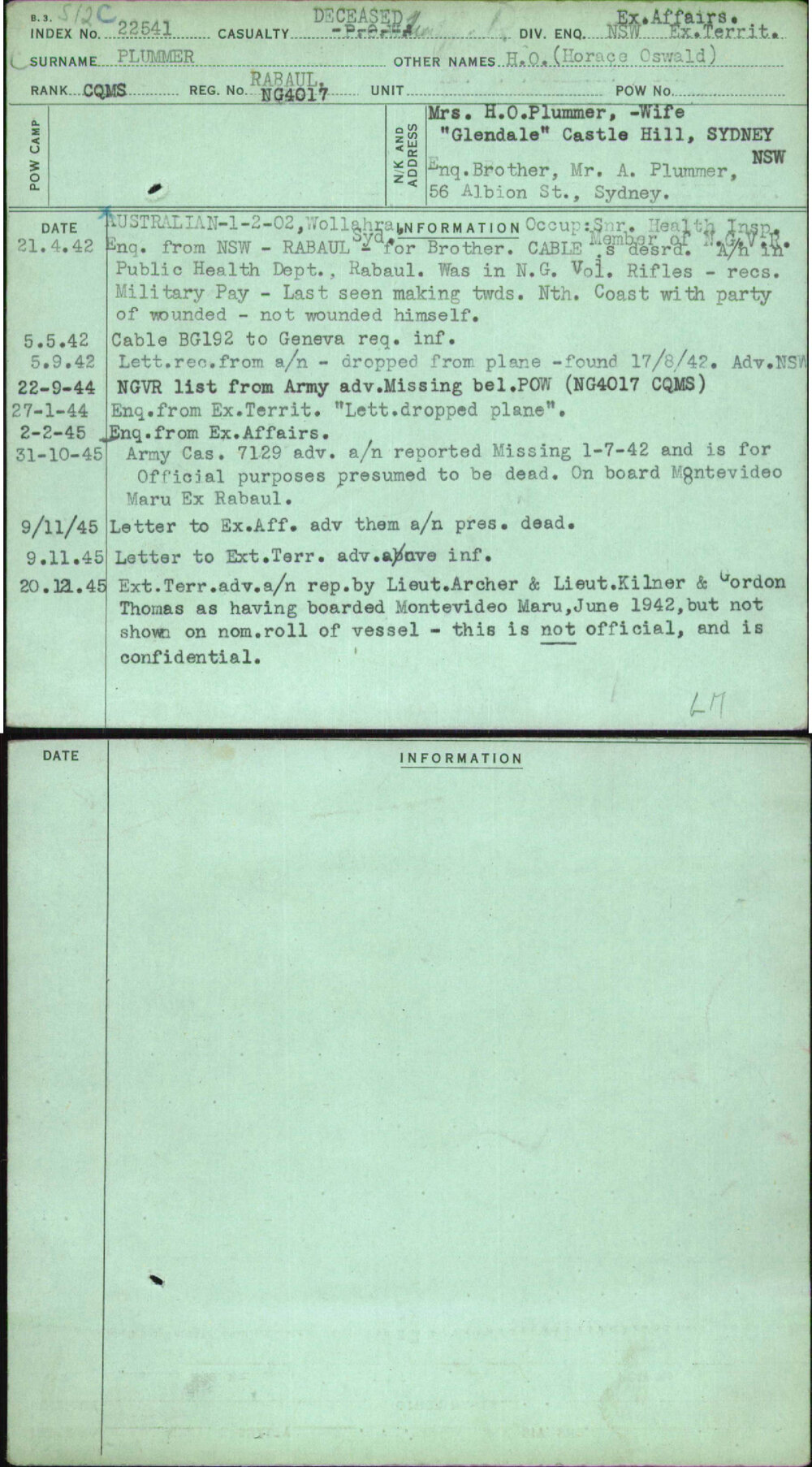 Plummer, H O (Horace Oswald), Ng4017
