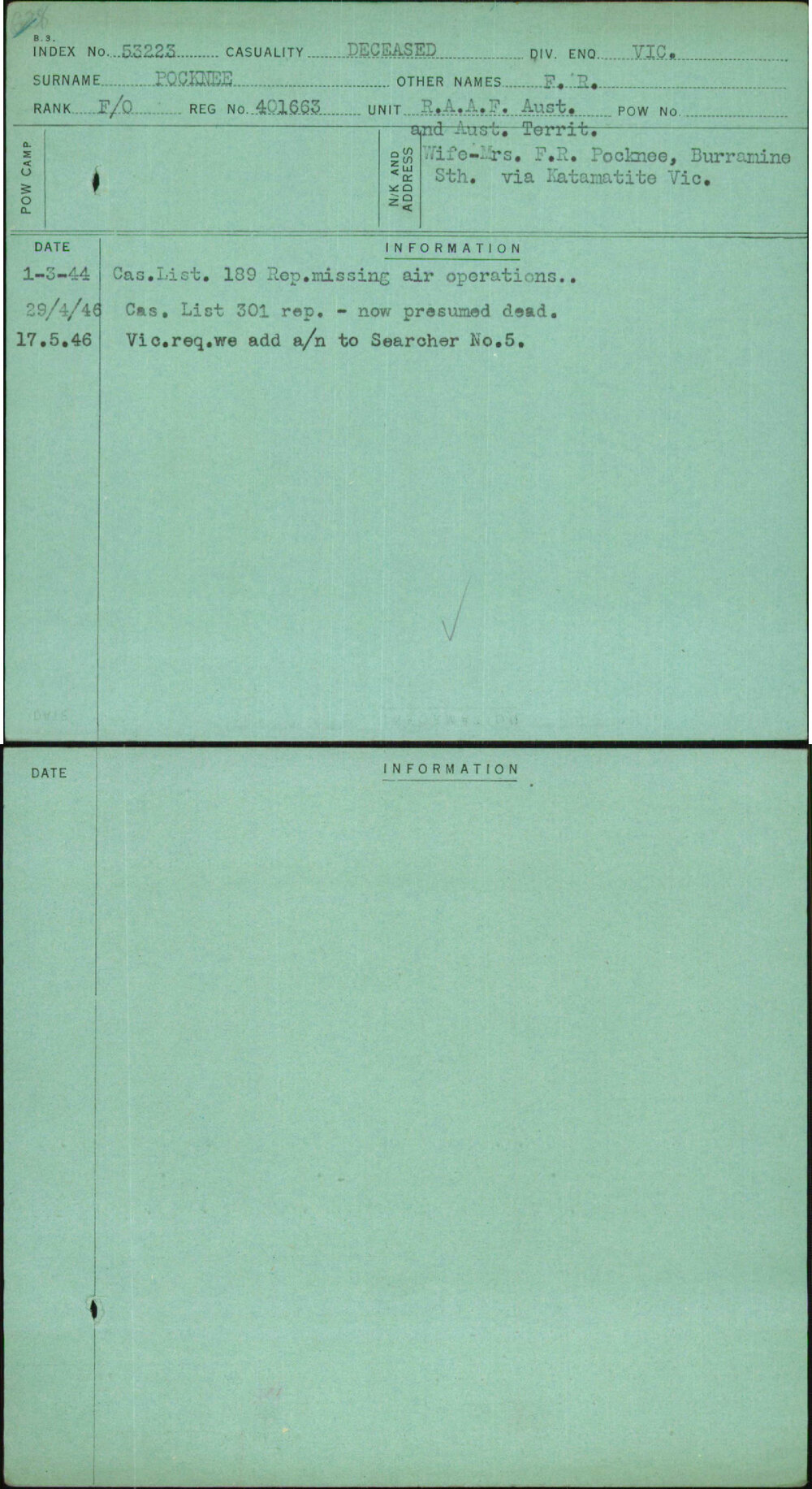 Pocknee, F R, 401663