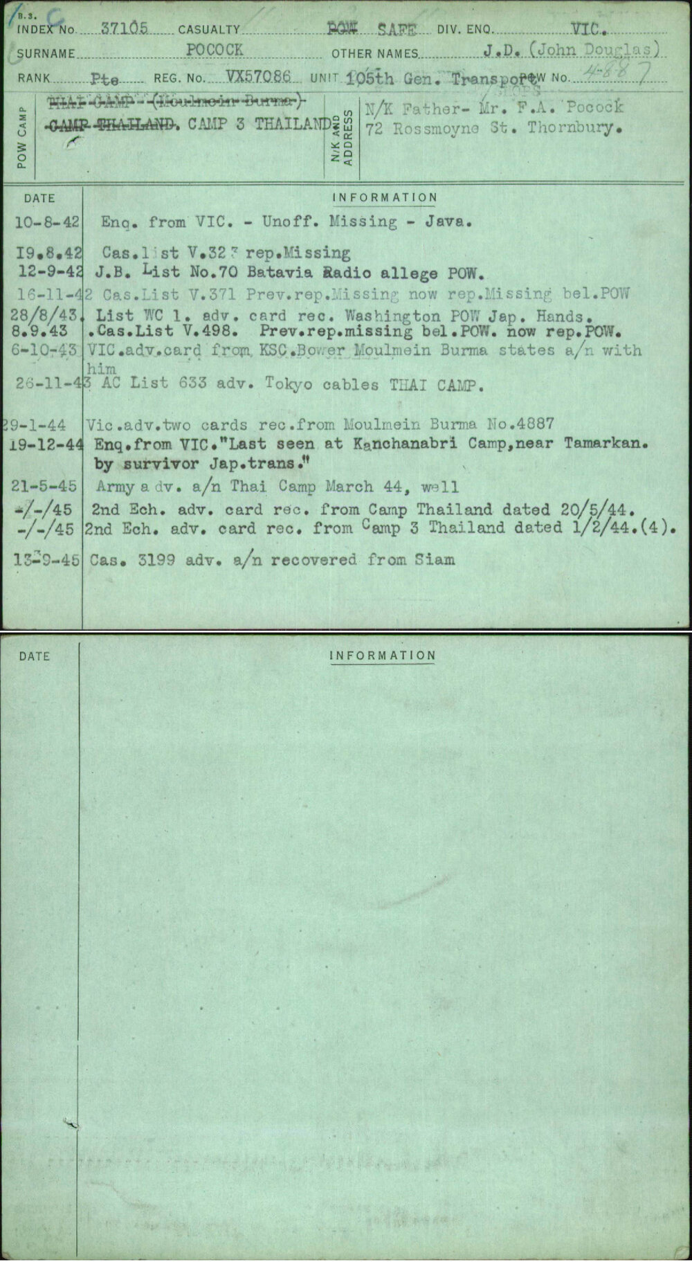 Pocock, J D (John Douglas), VX57086