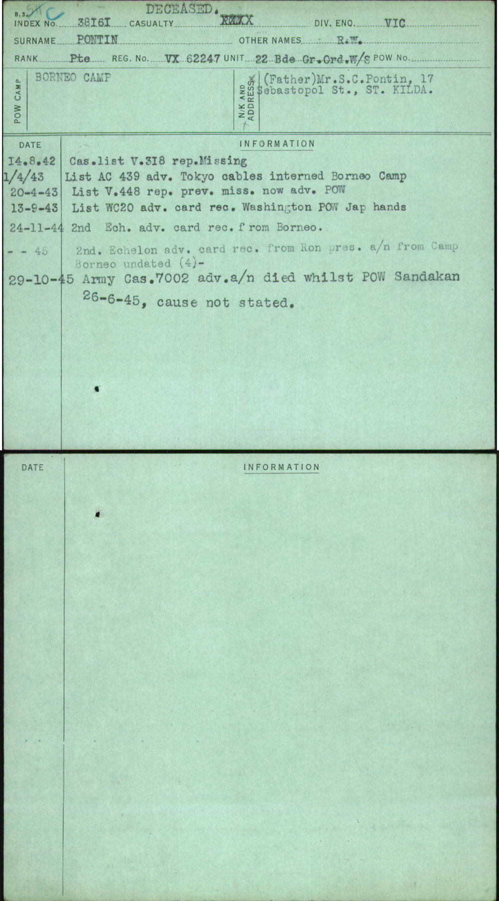 Pontin, R W, VX62247