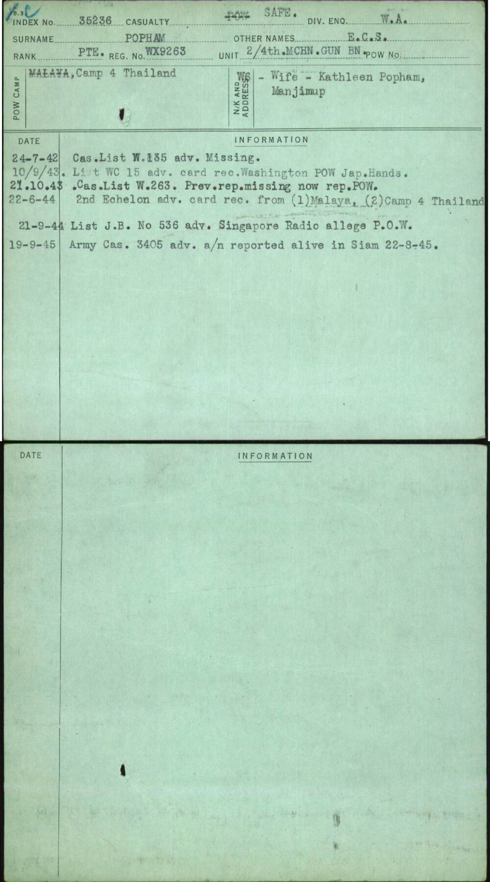 Popham, E C S, WX9263