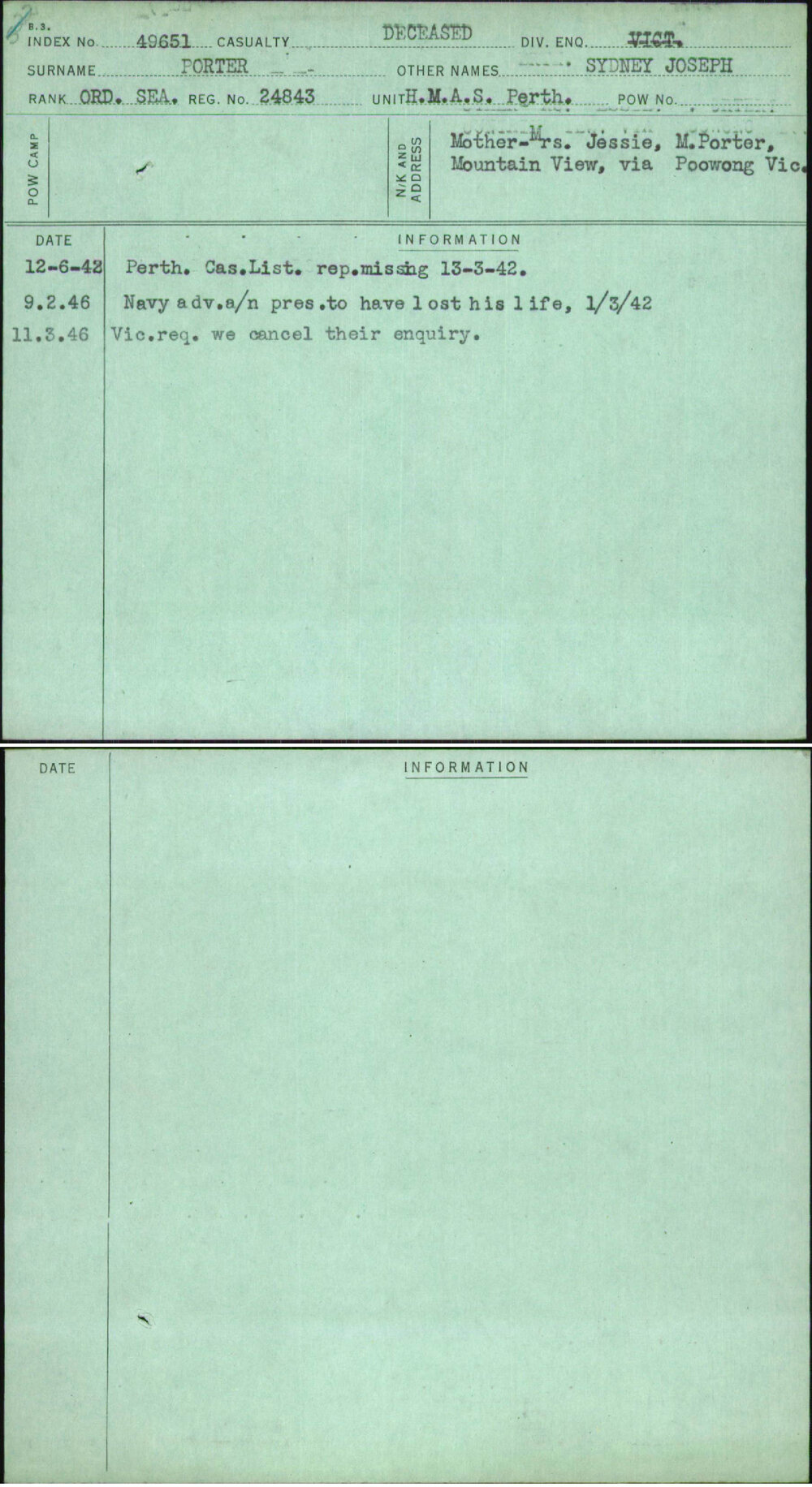 Porter, Sydney Joseph, 24843