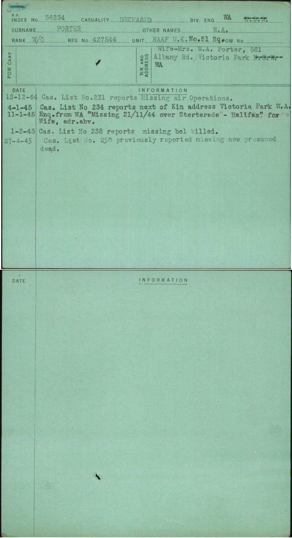 Porter, W A, 427544