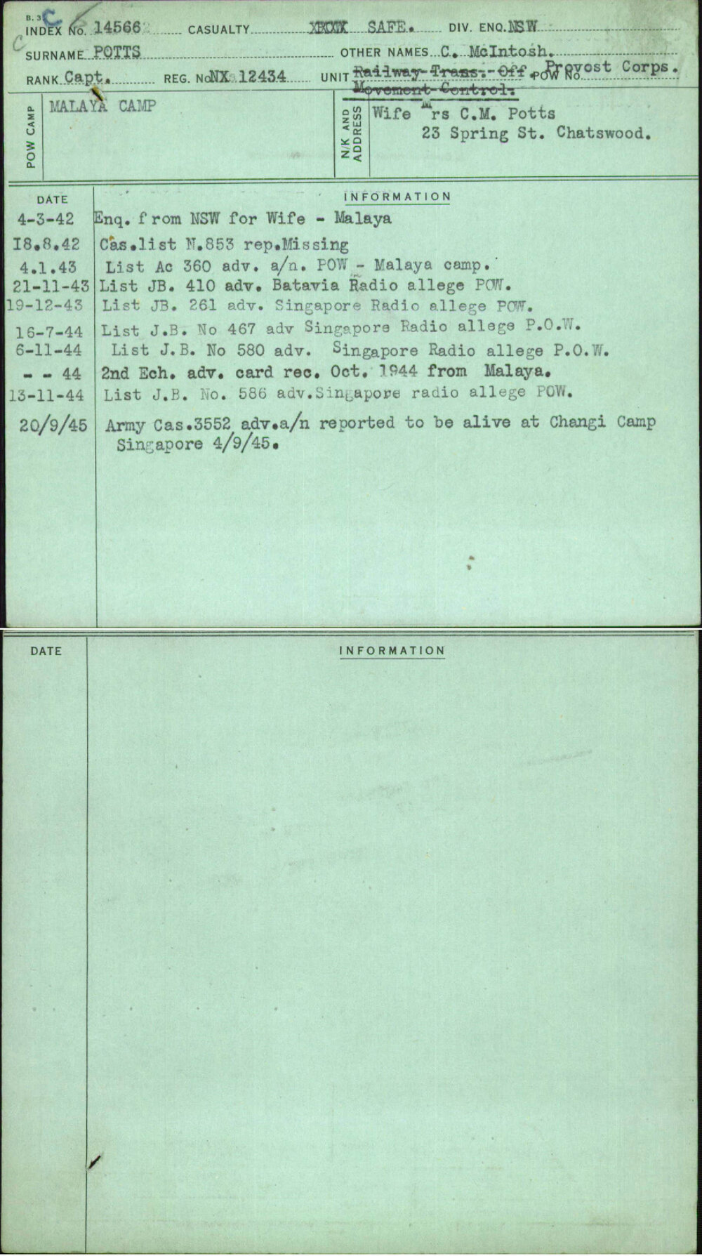 Potts, C Mcintosh, NX12434
