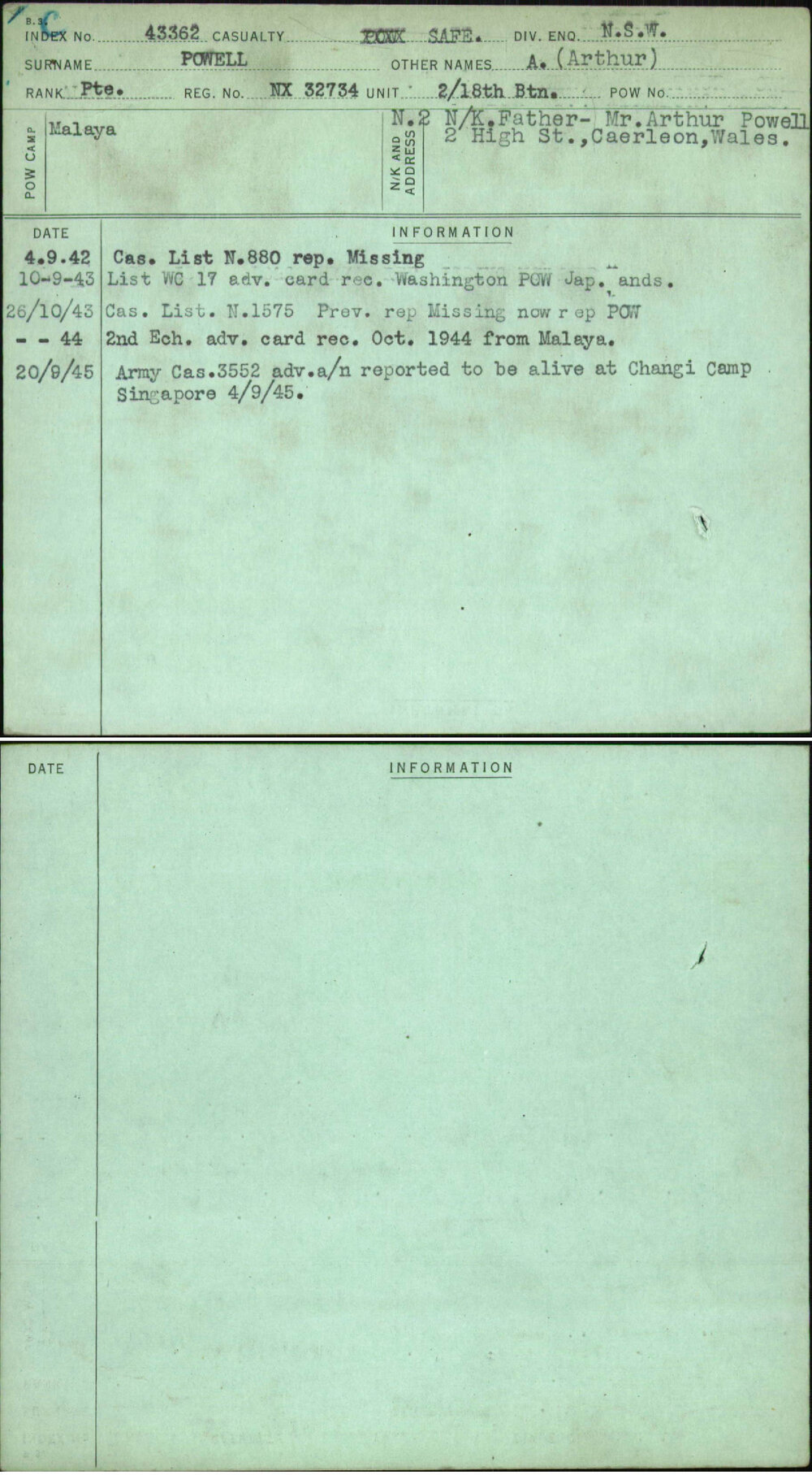 Powell, A (Arthur), NX32734