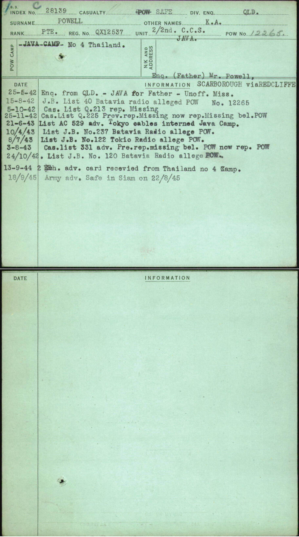 Powell, K A, QX12537