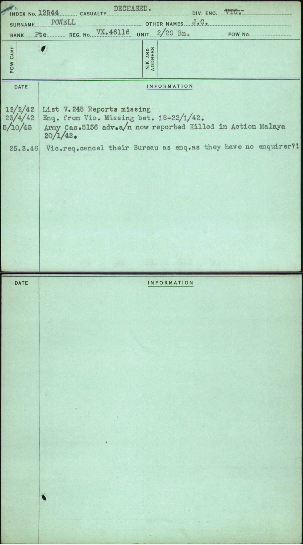 Powell, J C, VX46116