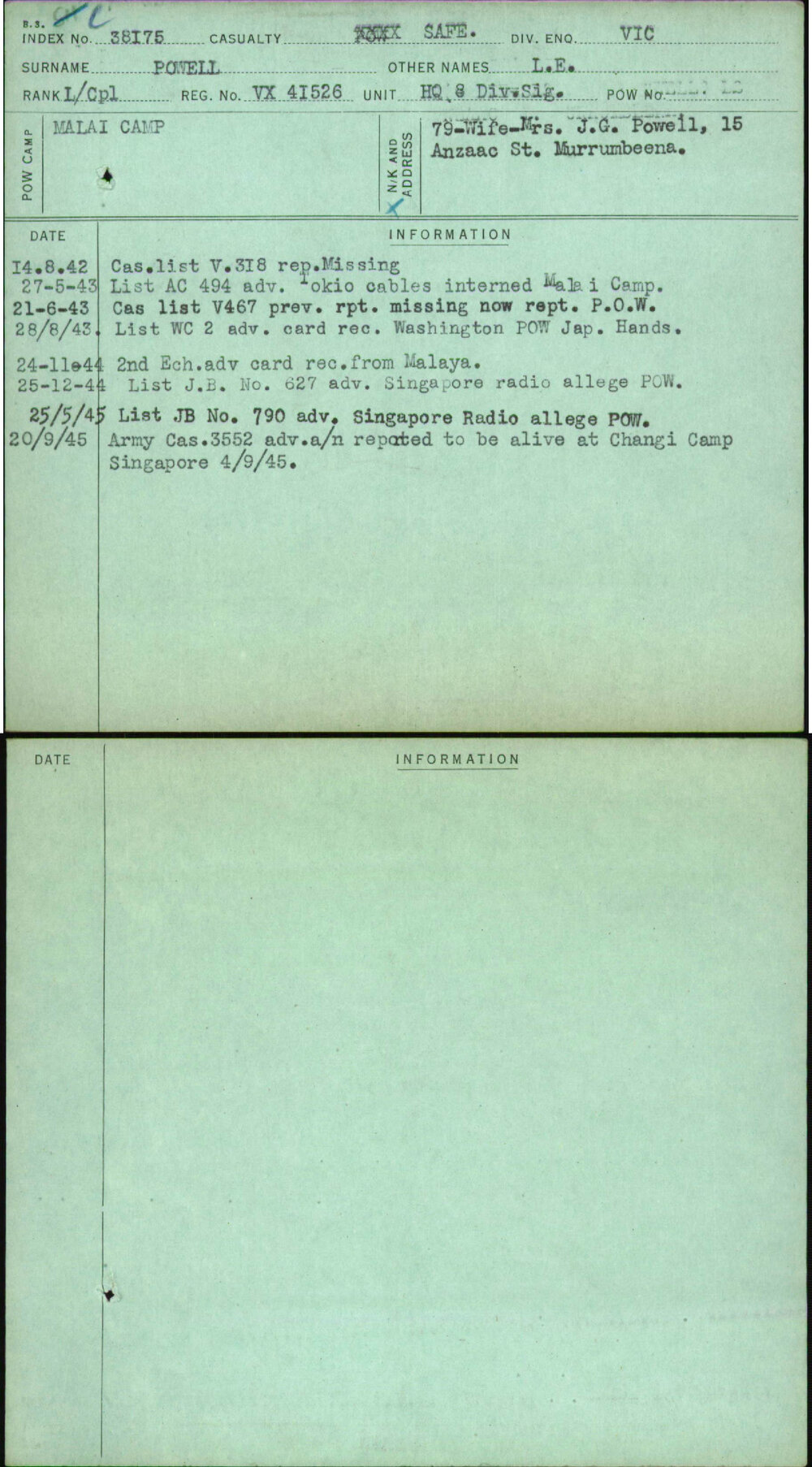 Powell, L E, VX41526