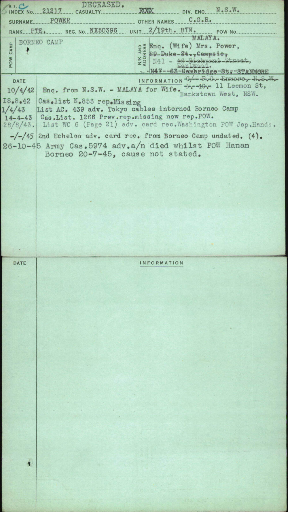 Power, C G R, NX50396