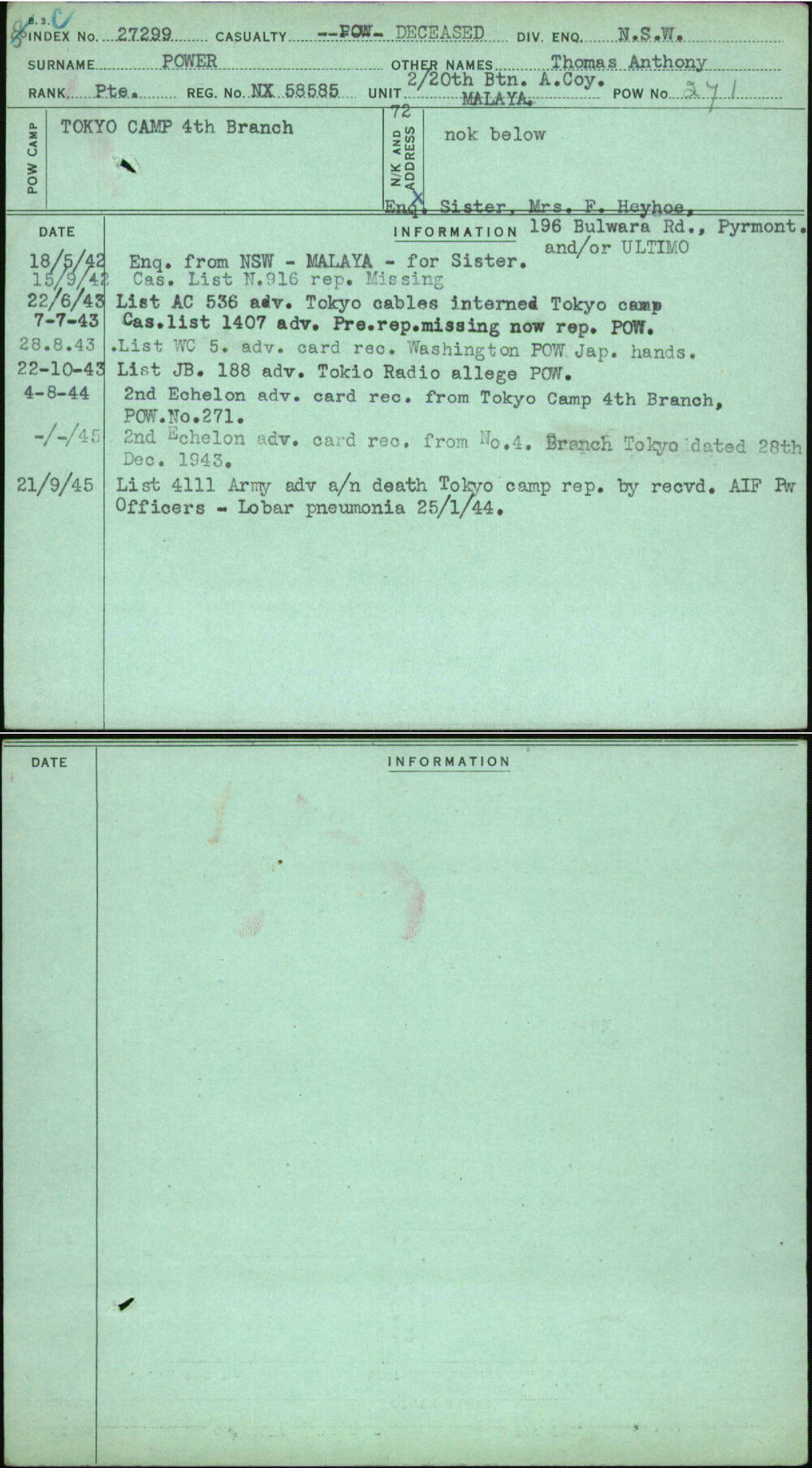 Power, Thomas Anthony, NX58585