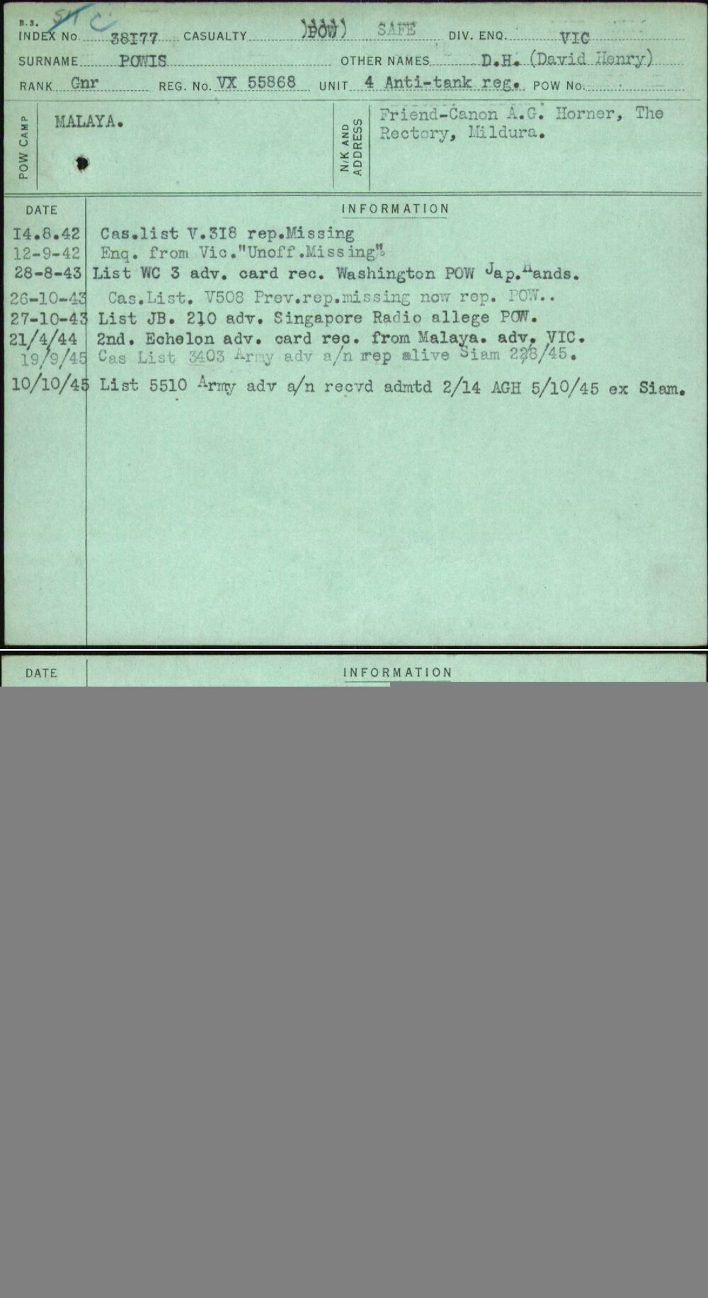 Powis, D H (David Henry), VX55868