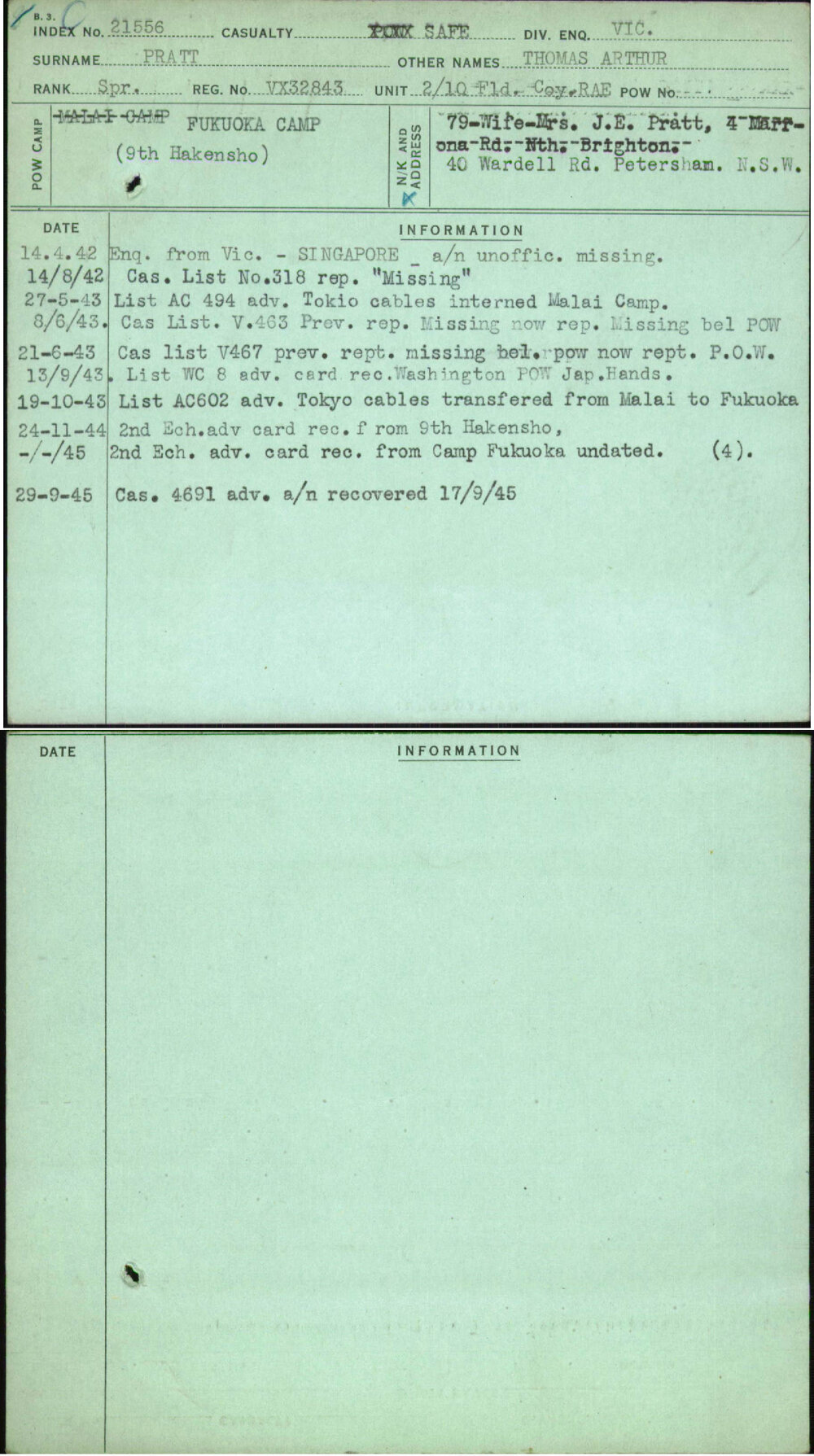 Pratt, Thomas Arthur, VX32843