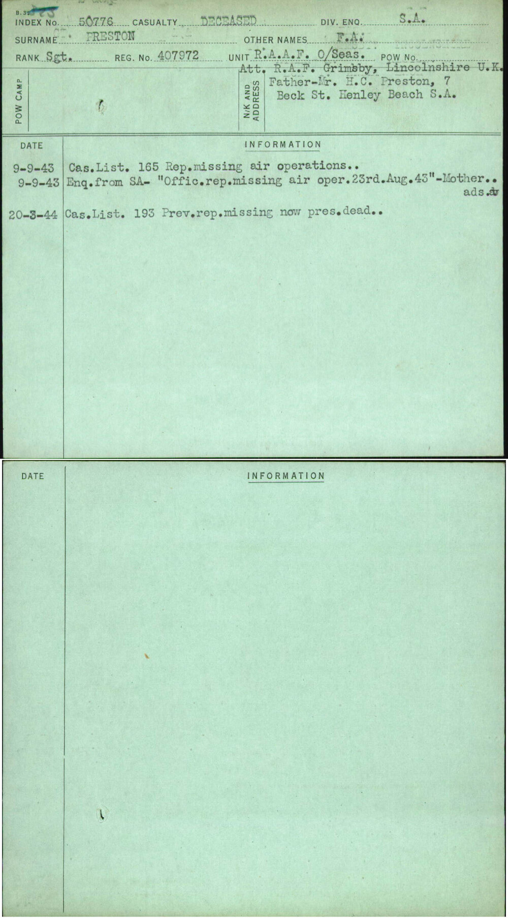 Preston, F A, 407972