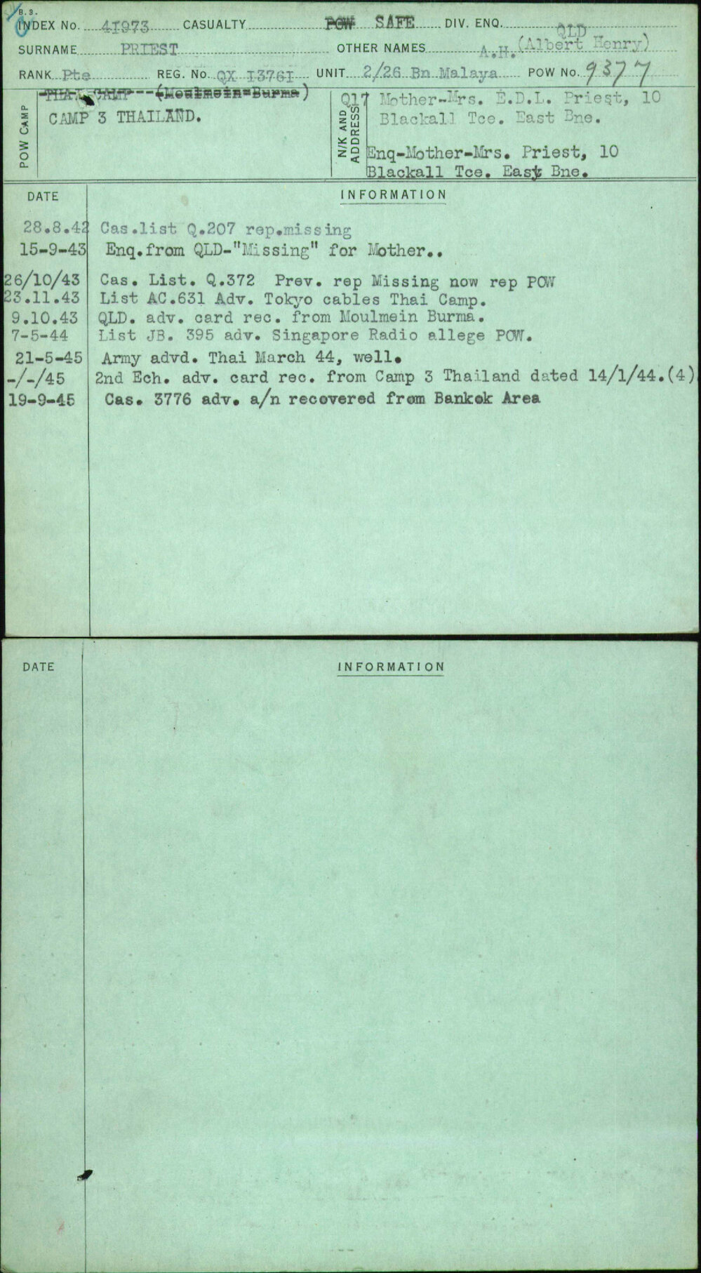 Priest, A H (Albert Henry), QX13761