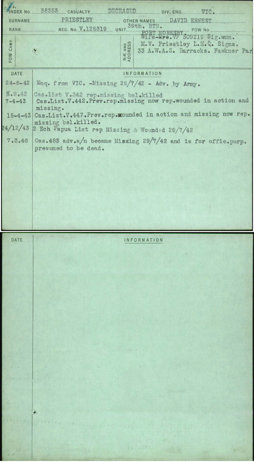 Priestley, David Ernest, V125319