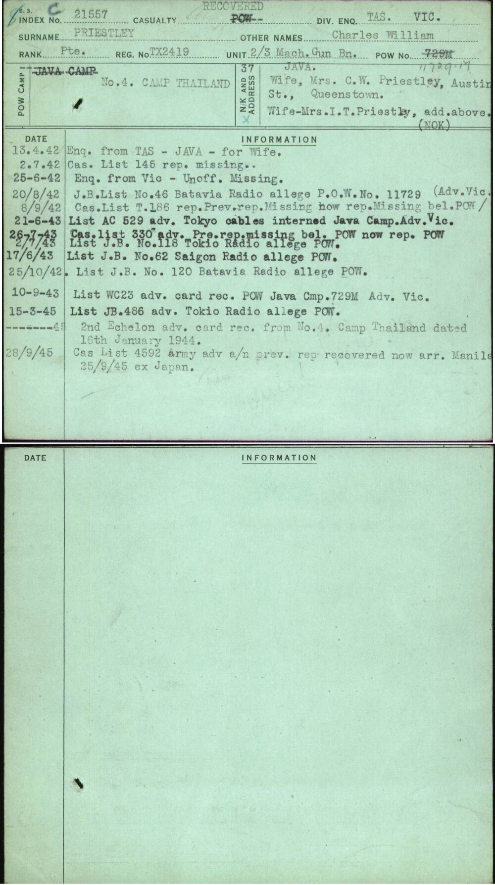 Priestley, Charles William, TX2419