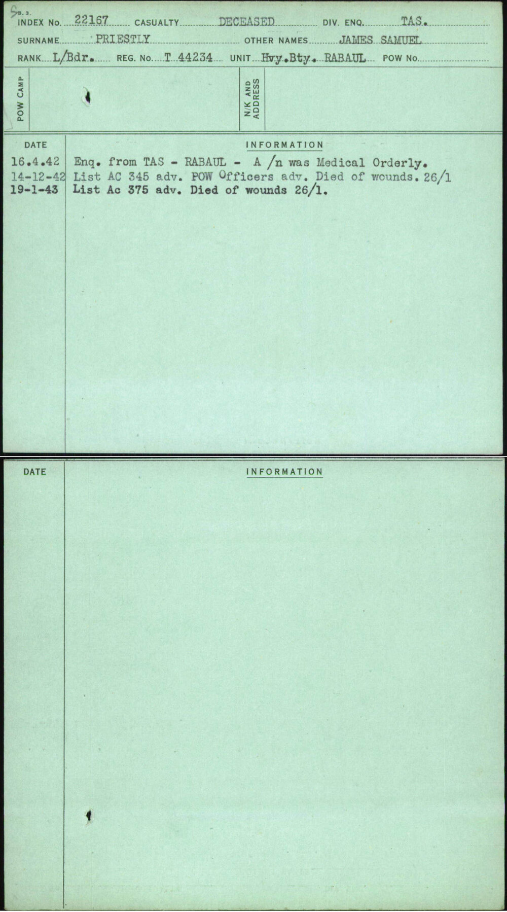 Priestly, James Samuel, T44234