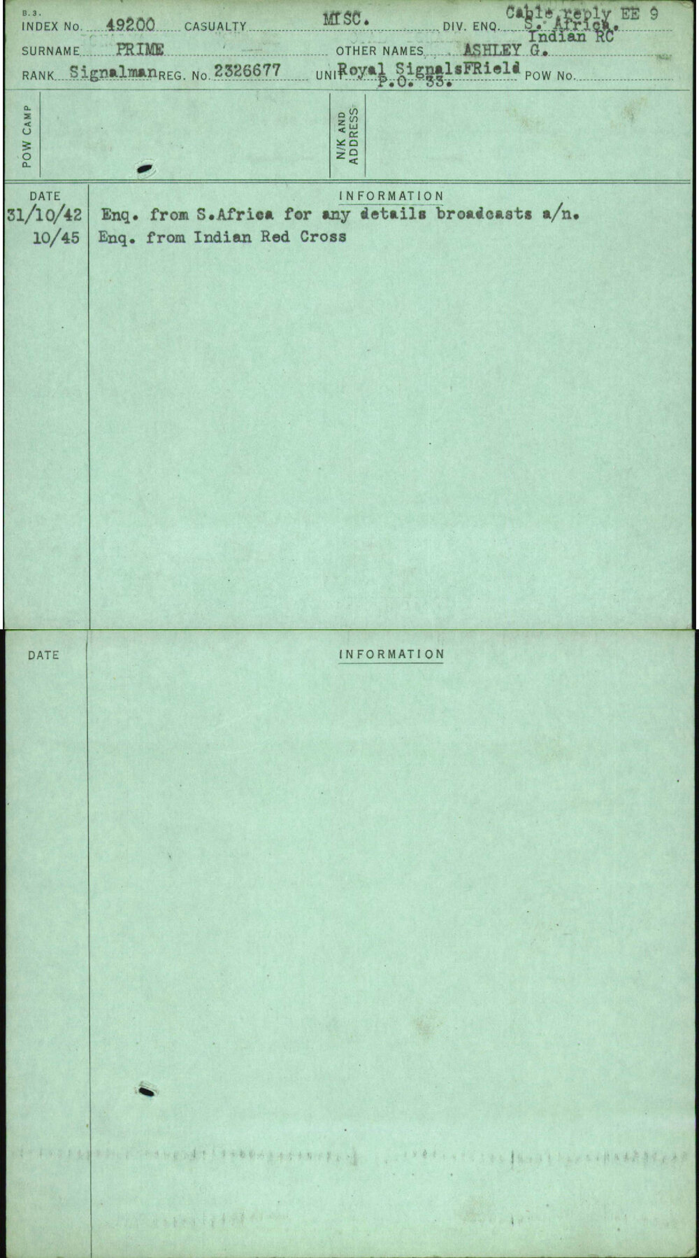 Prime, Ashley G Indian Rc, 2326677