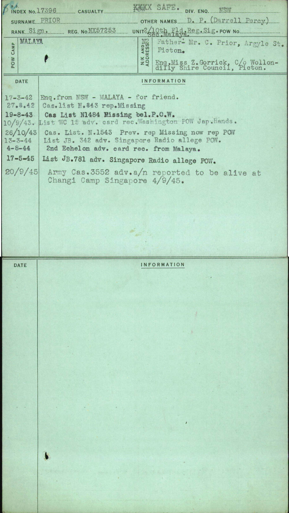 Prior, D P (Darrell Percy), NX57253