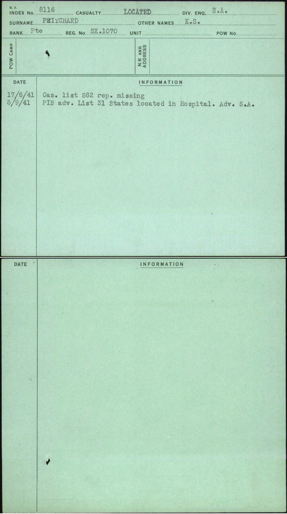 Pritchard, K S, SX1070