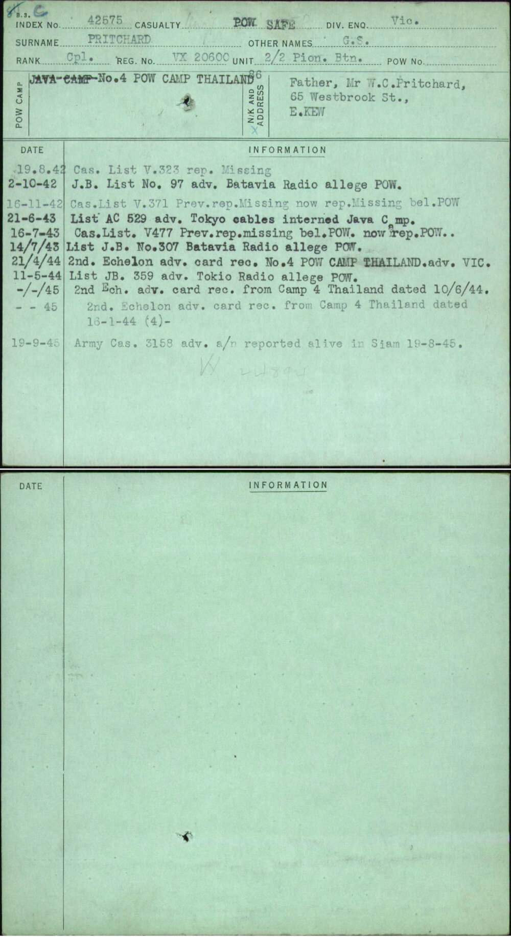 Pritchard, G S, VX20600