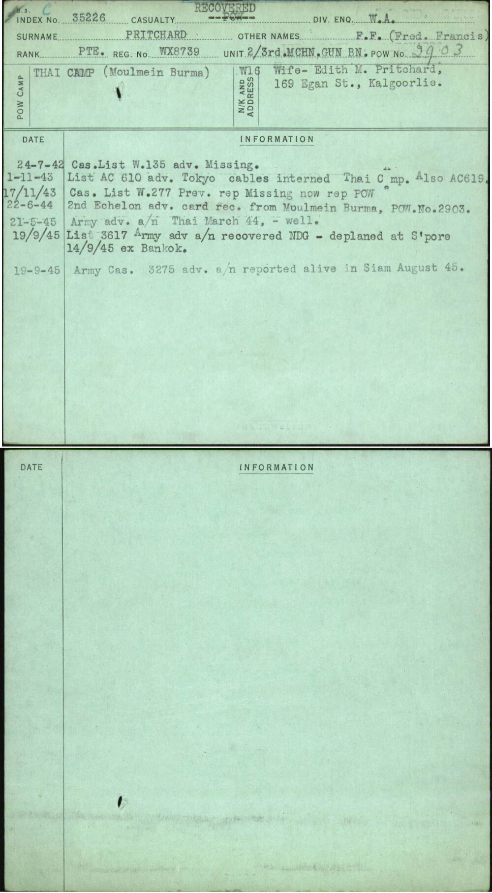 Pritchard, F F (Fred Francis), WX8739