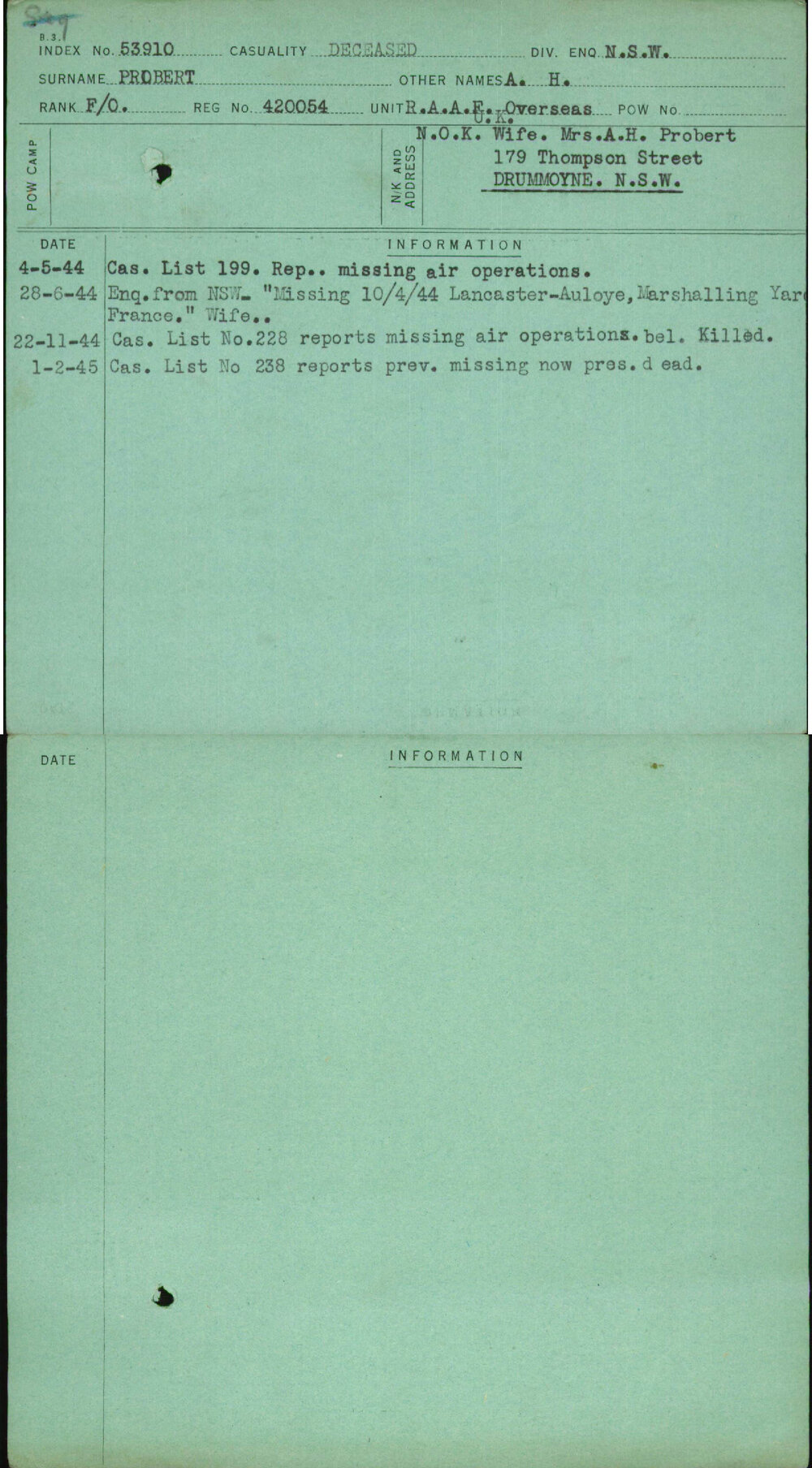 Probert, A H, 420054