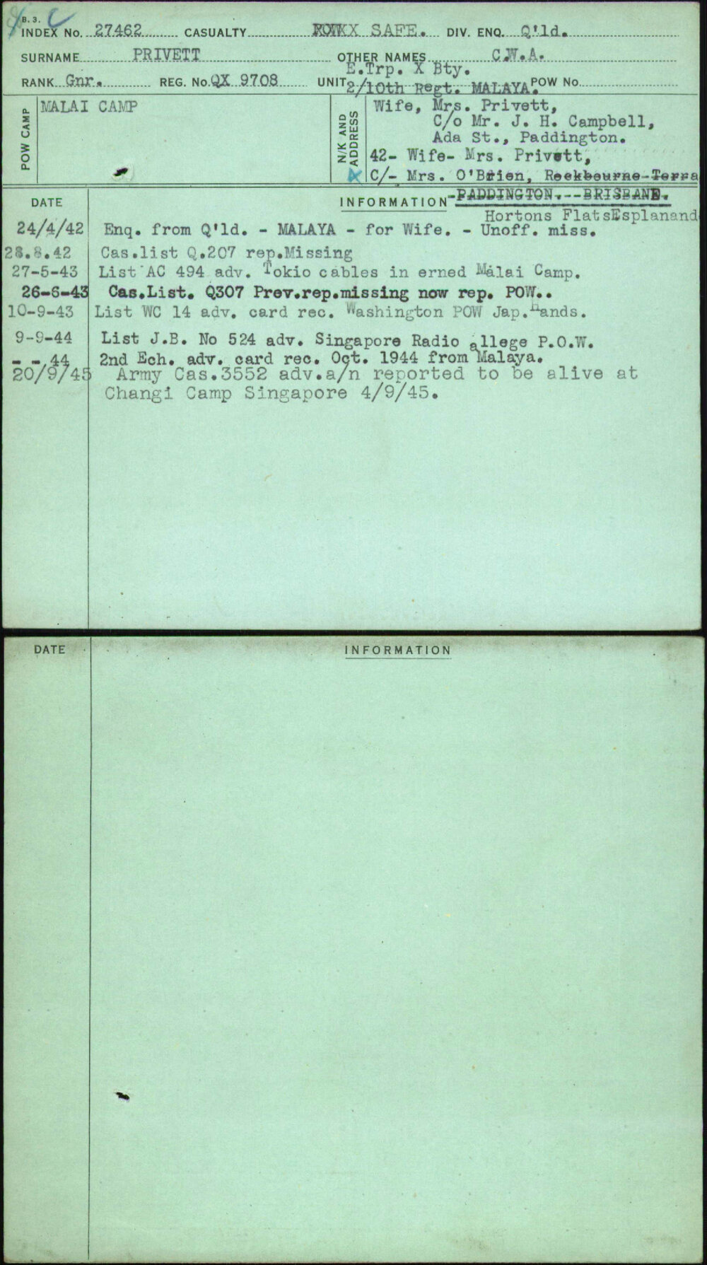 Privett, C W A, QX9708