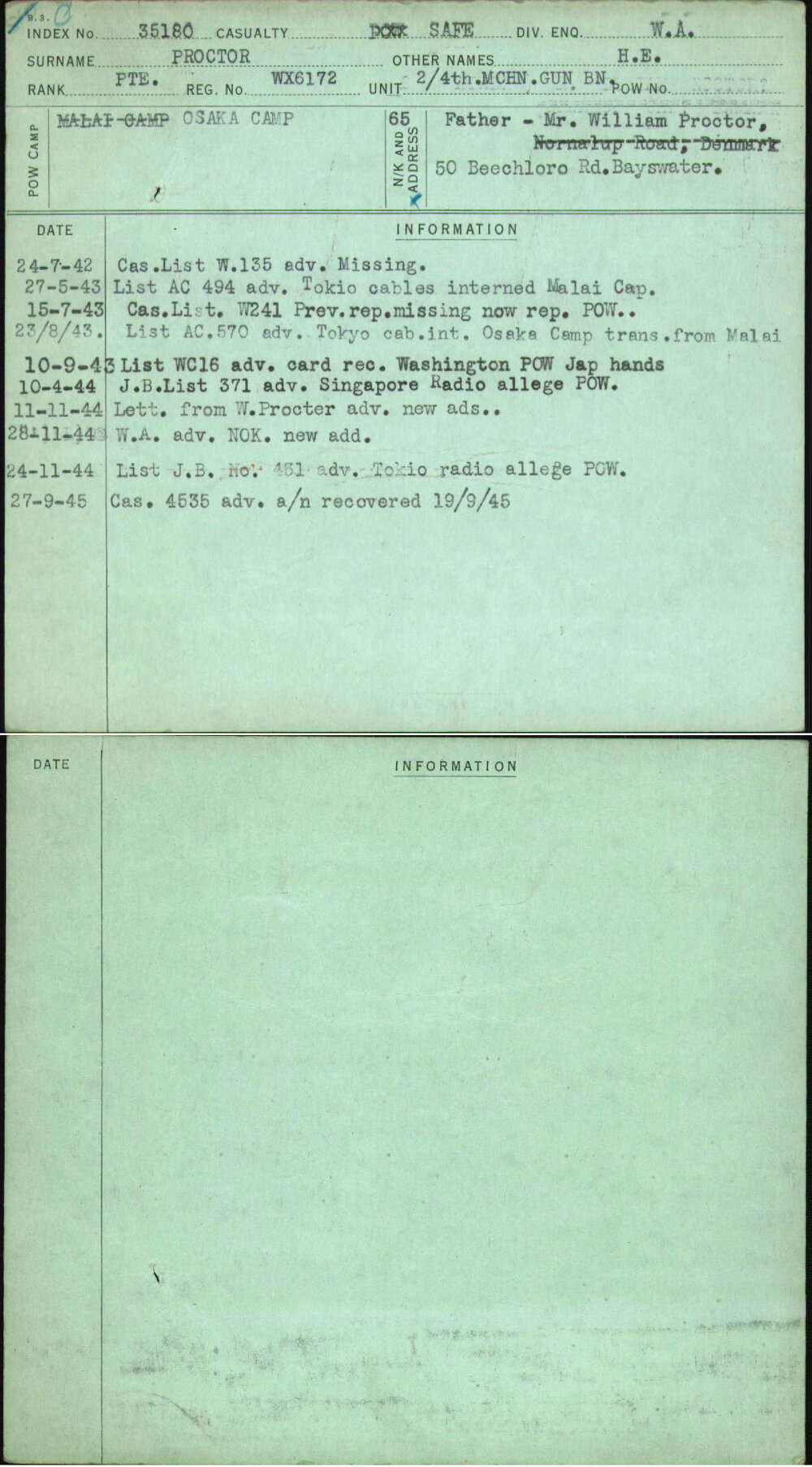 Proctor, H E, WX6172