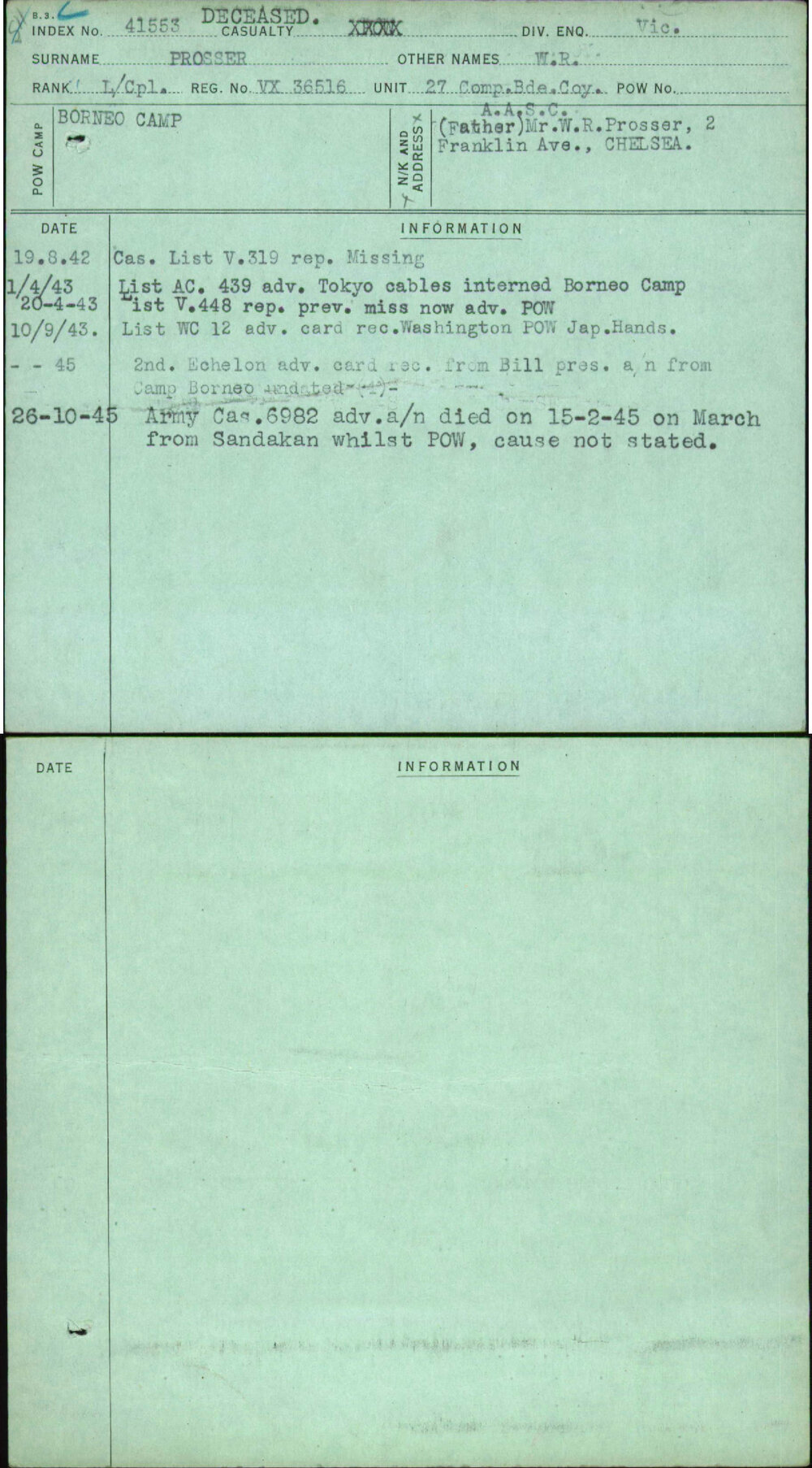 Prosser, W R, VX36516