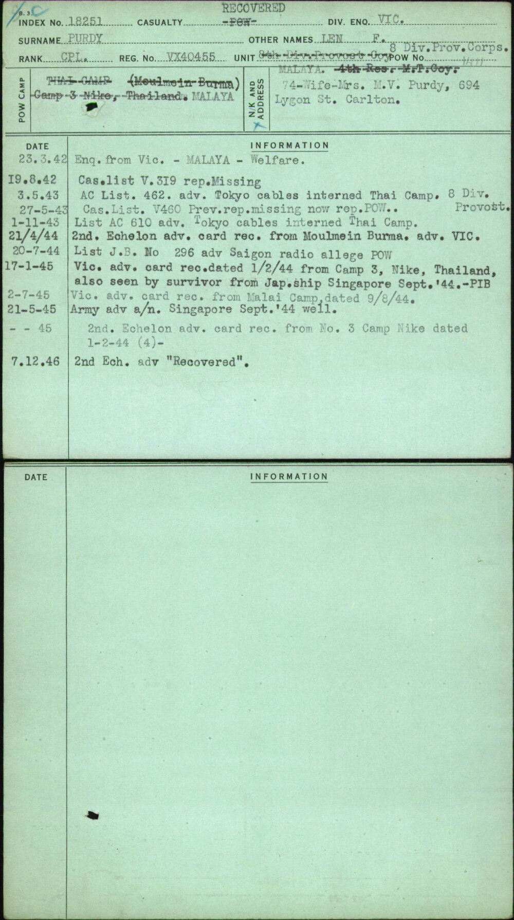 Purdy, Len F, VX40455