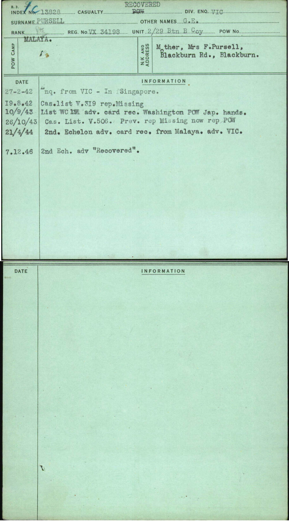 Pursell, G E, VX34198