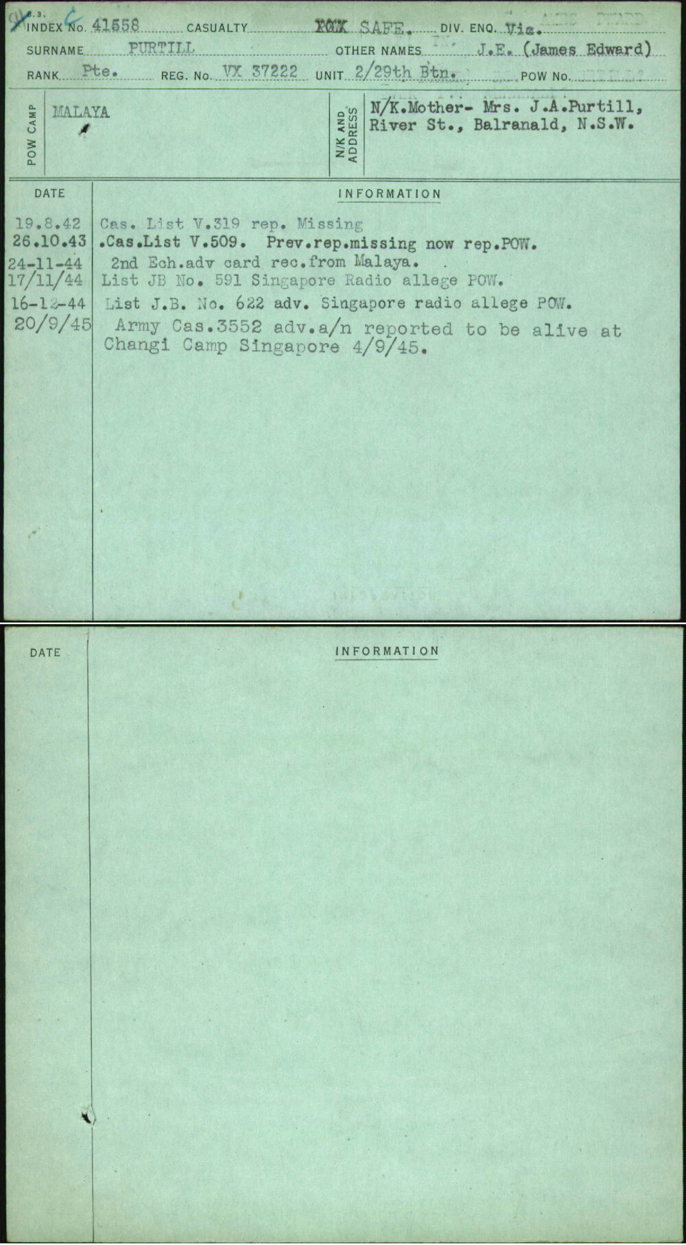 Purtill, J E (James Edward), VX37222