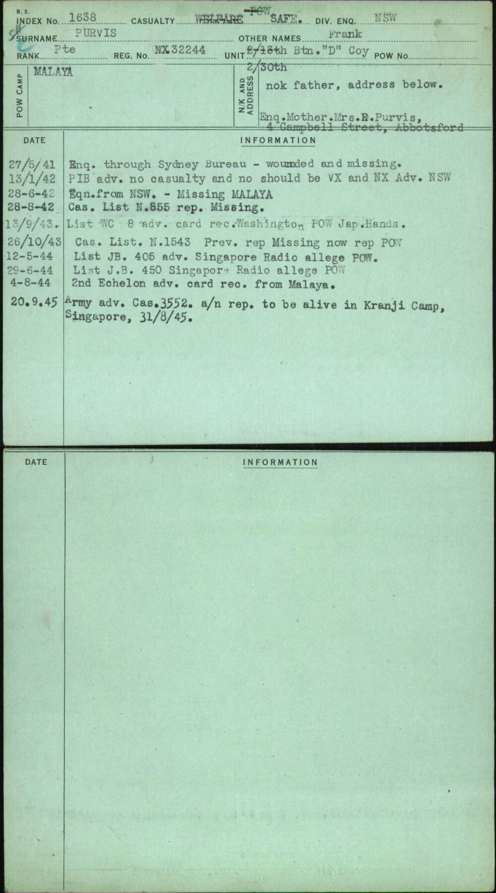 Purvis, Frank, NX32244